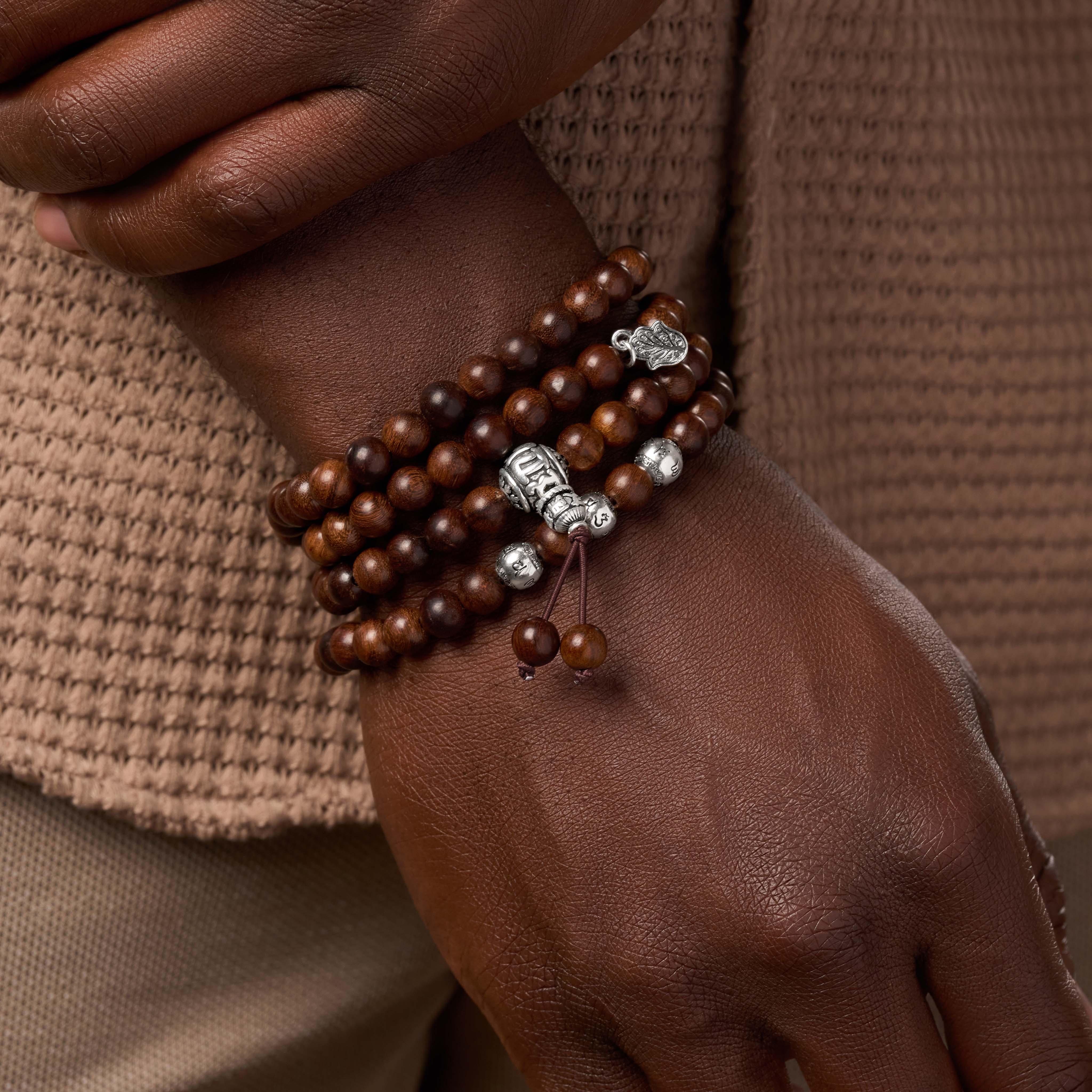 Constant Inspiration Mantra Wood Layer Silver Bracelet - Image 2