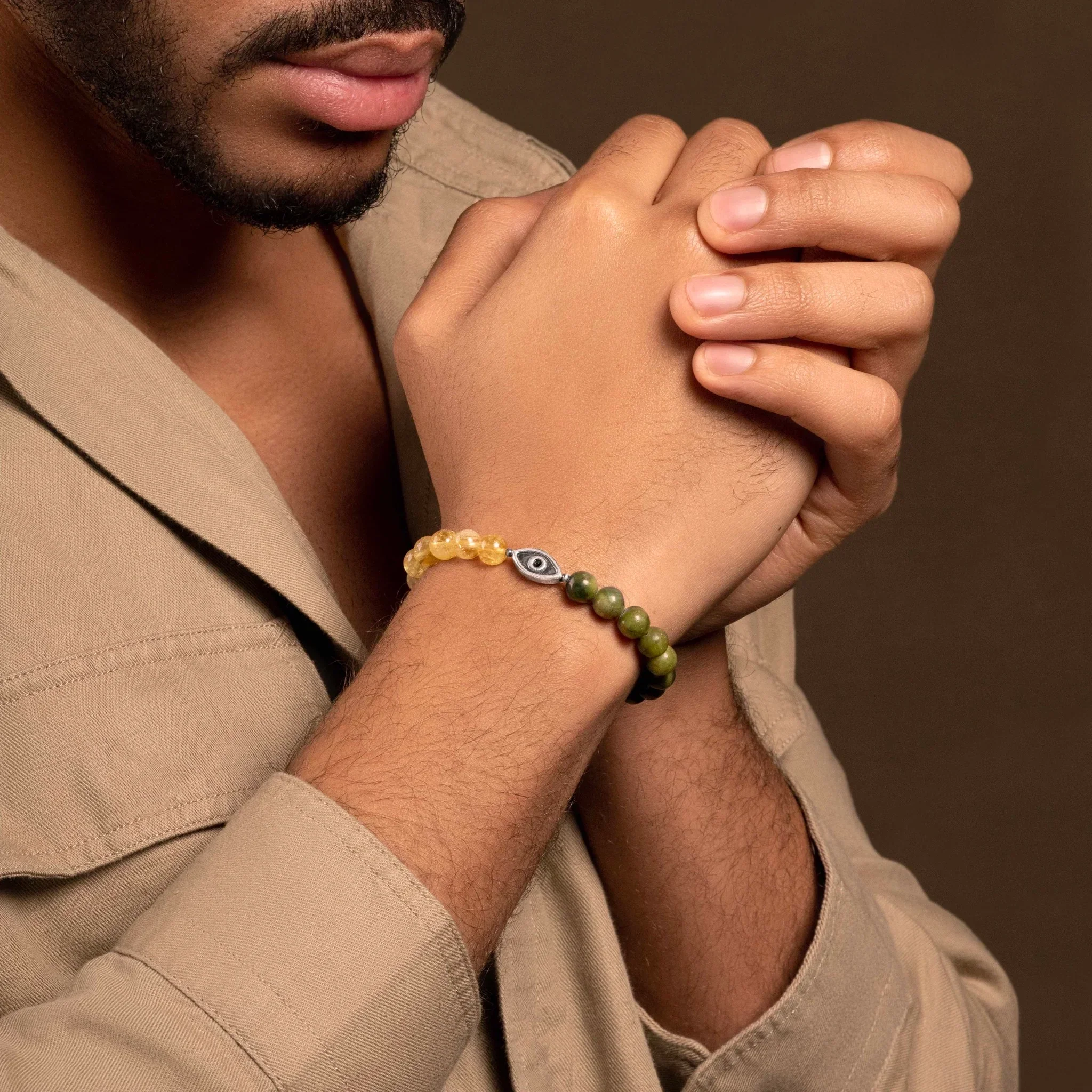 Contagious Optimism - Jade Citrine Evil Eye Charm Bracelet - Image 2