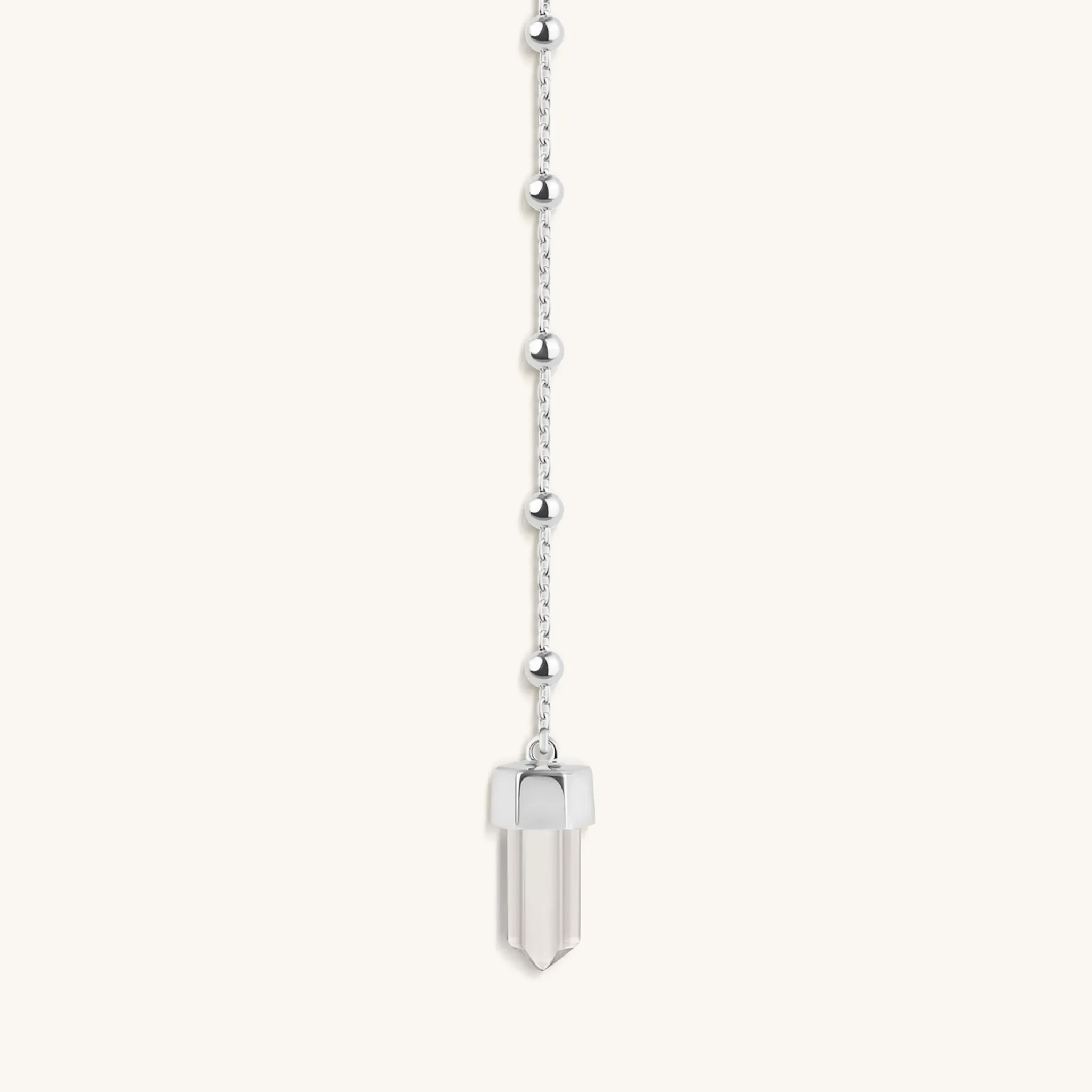 Clear Mind Crystal Quartz Silver Evil Eye Necklace - Image 4
