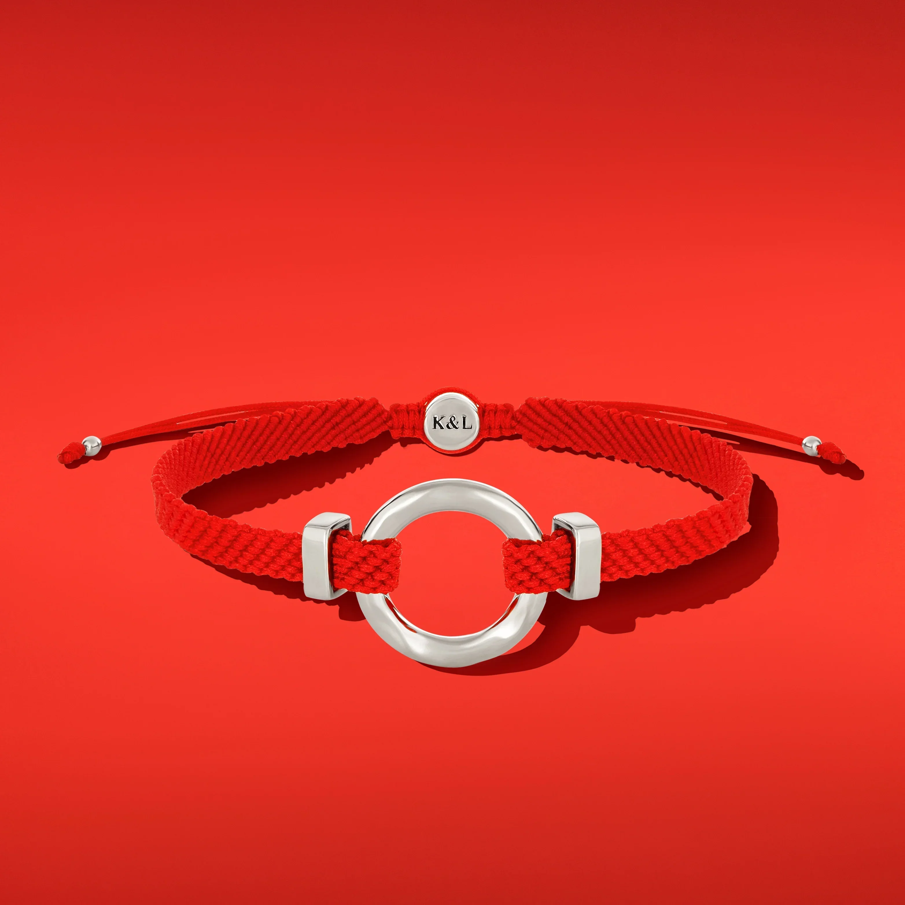 Endless Blessings Men's Silver Karma Circle Red String Bracelet - Image 2