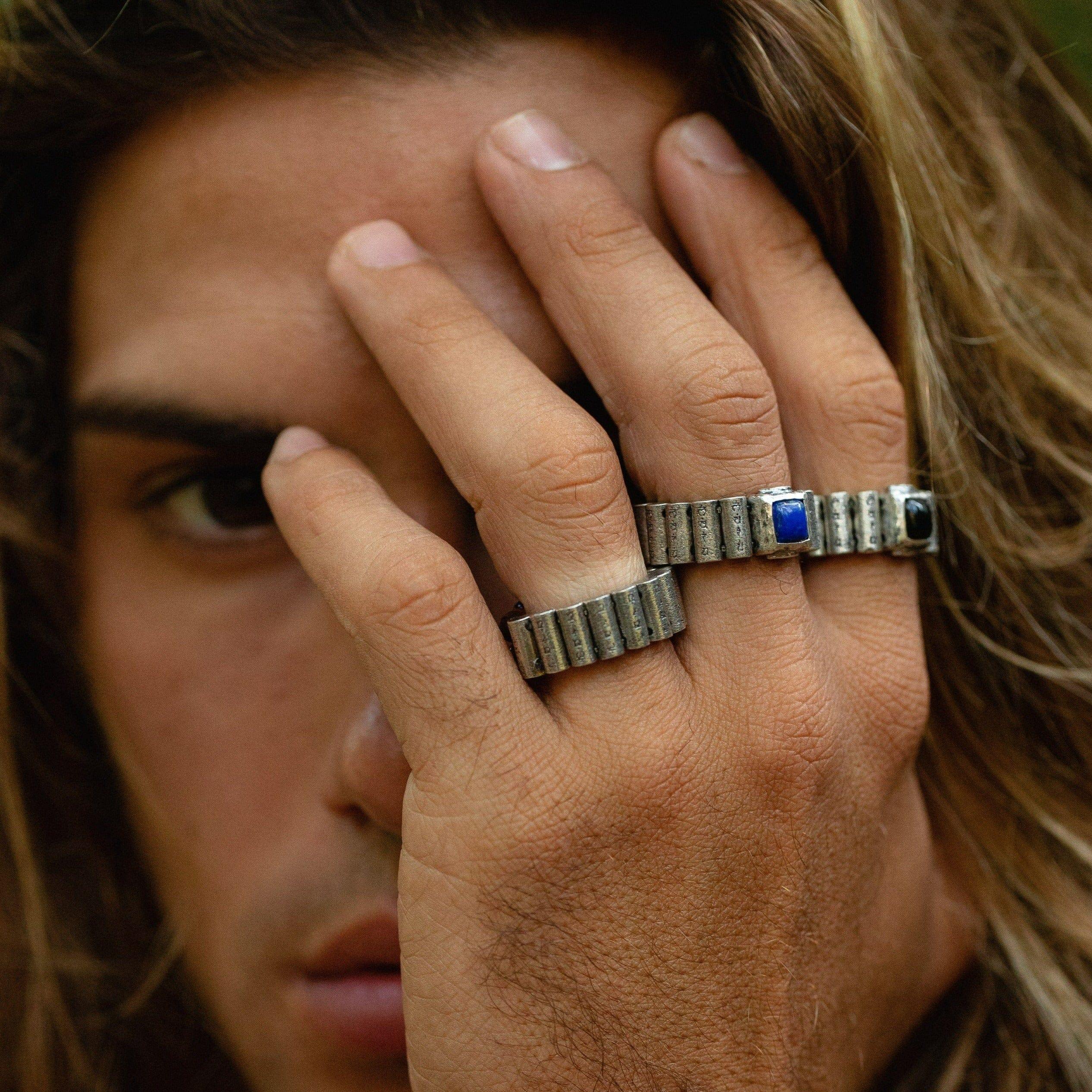Inner Truth - Sterling Silver Lapis Mantra Ring - Image 2
