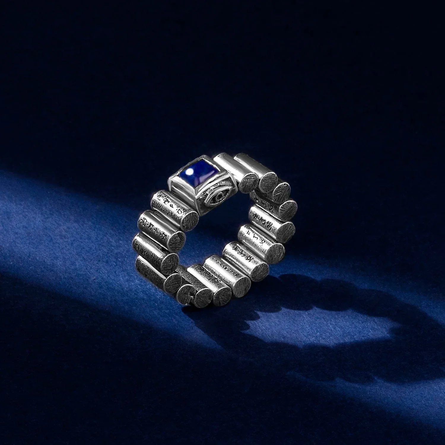 Inner Truth - Sterling Silver Lapis Mantra Ring - Image 4