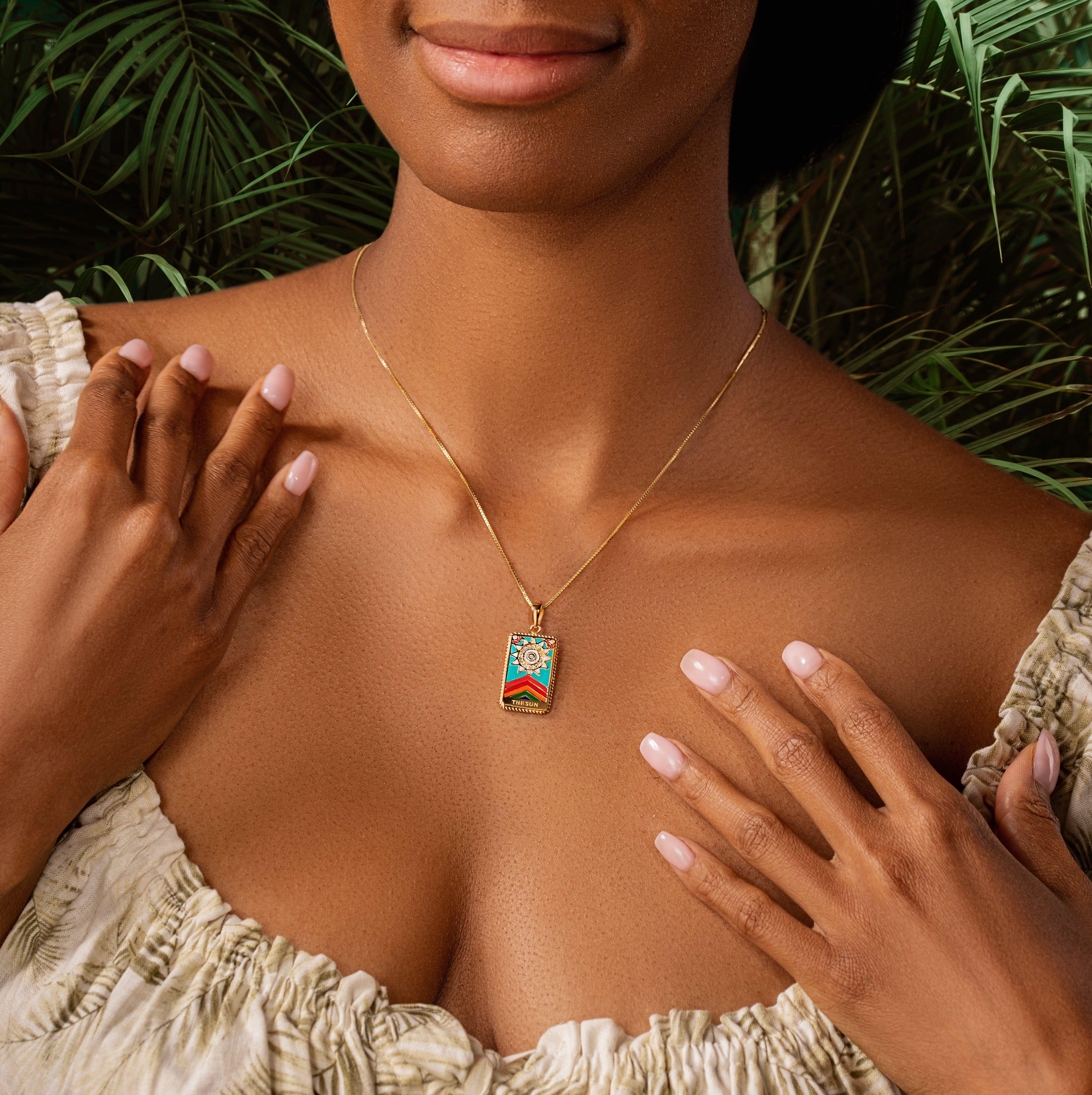 Cosmic Optimism - "The Sun" Tarot Card Necklace - Image 2