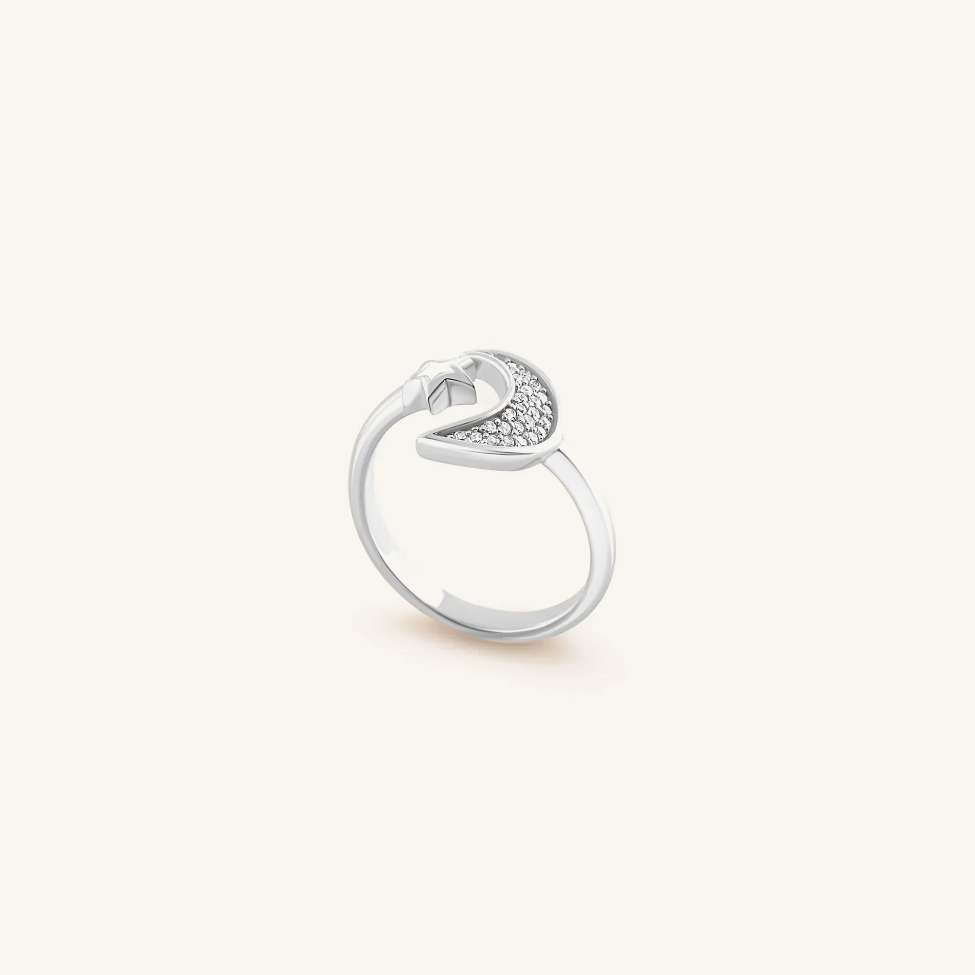 Cosmic Transformation Silver Moon & Star Ring