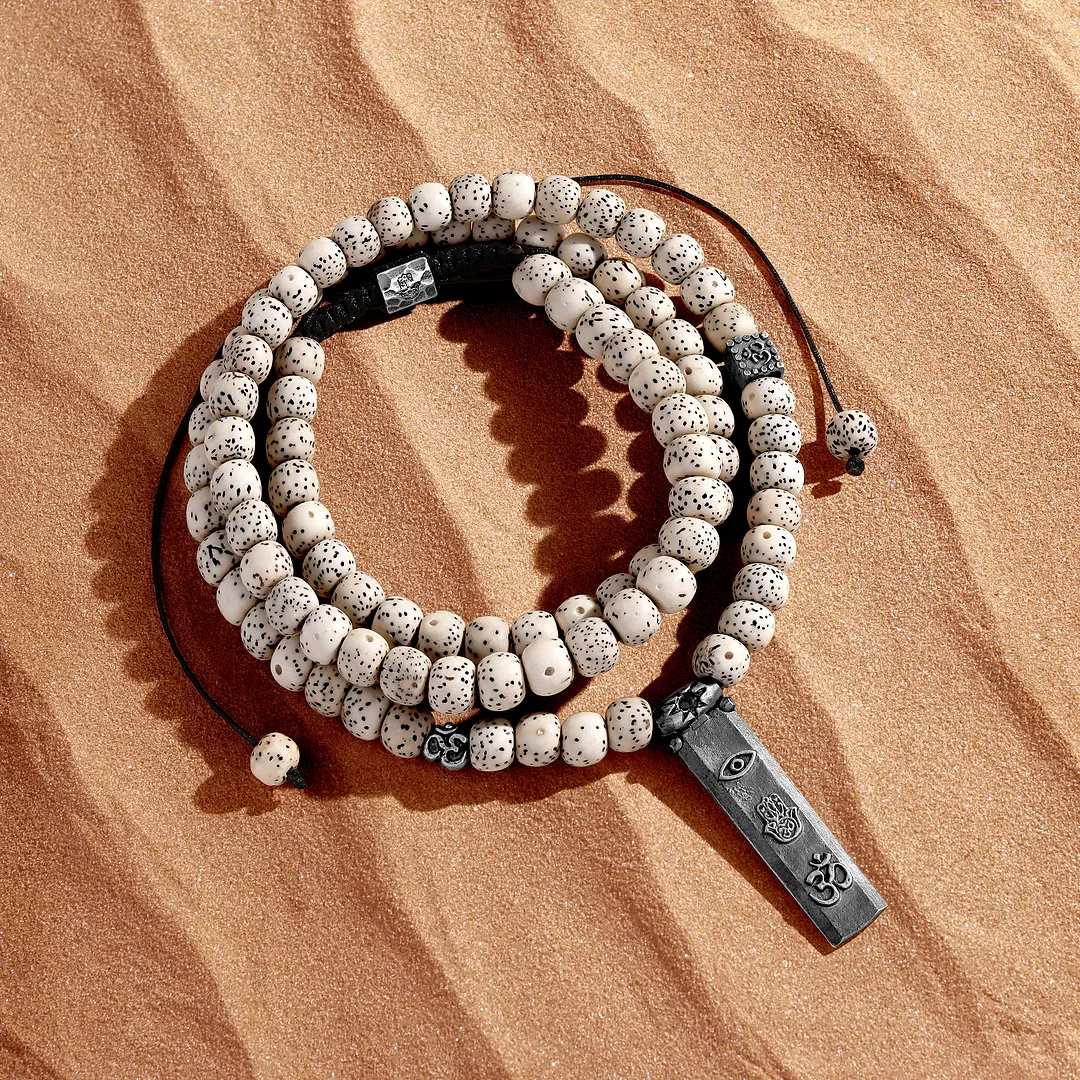 Counting Abundance Multi Symbol Bodhi Bead Necklace - Image 3