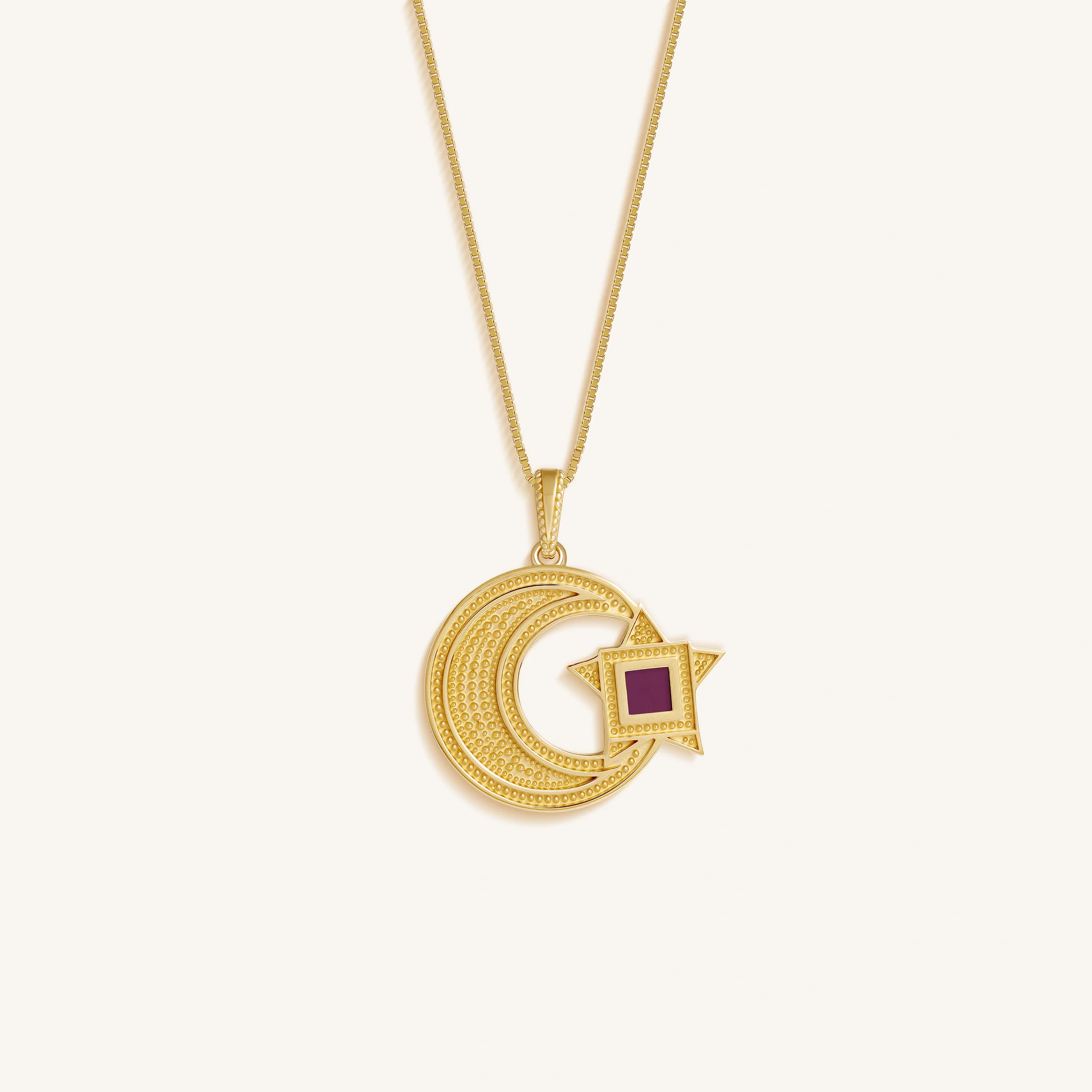 Crescent and Star Quran Nano Chip Necklace