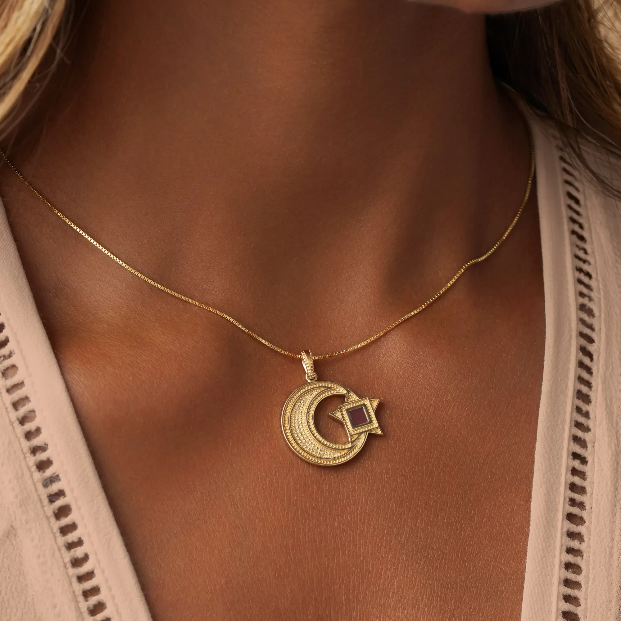 Crescent and Star Quran Nano Chip Necklace - Image 2
