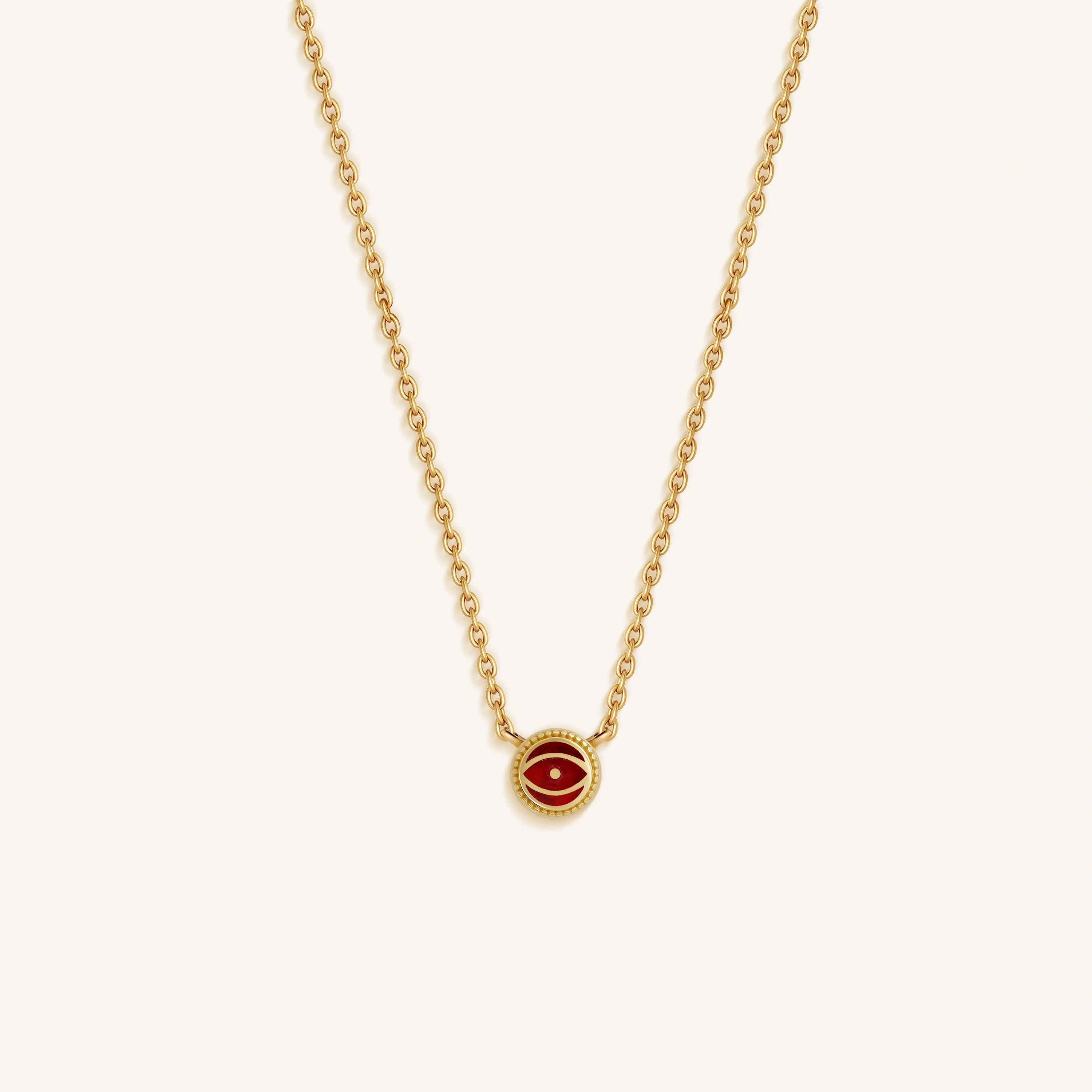 Crimson Guardian - Ruby July Birthstone Evil Eye Gold Necklace
