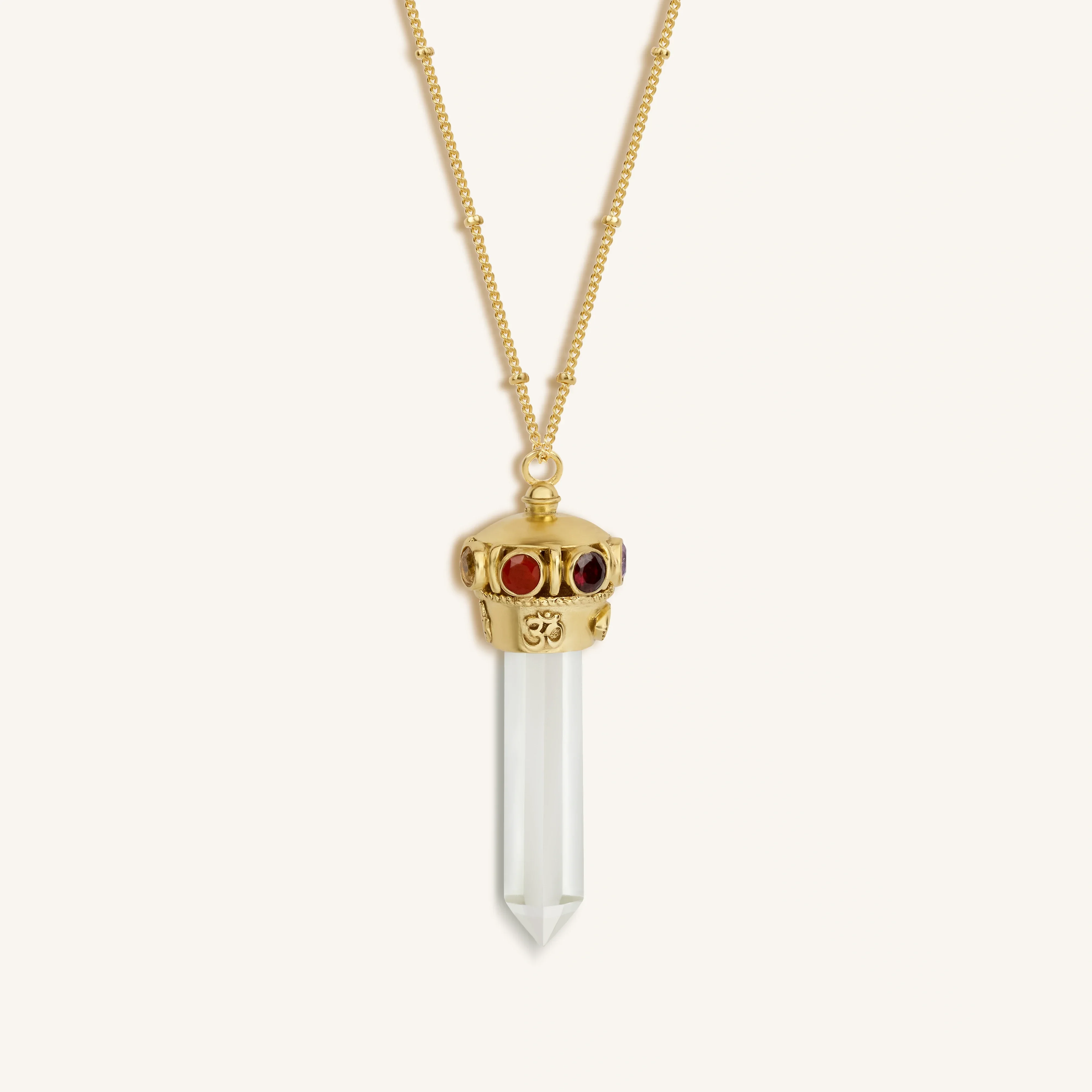 Crown of Abundance Clear Crystal and 7 Chakra Stones Necklace - Image 5