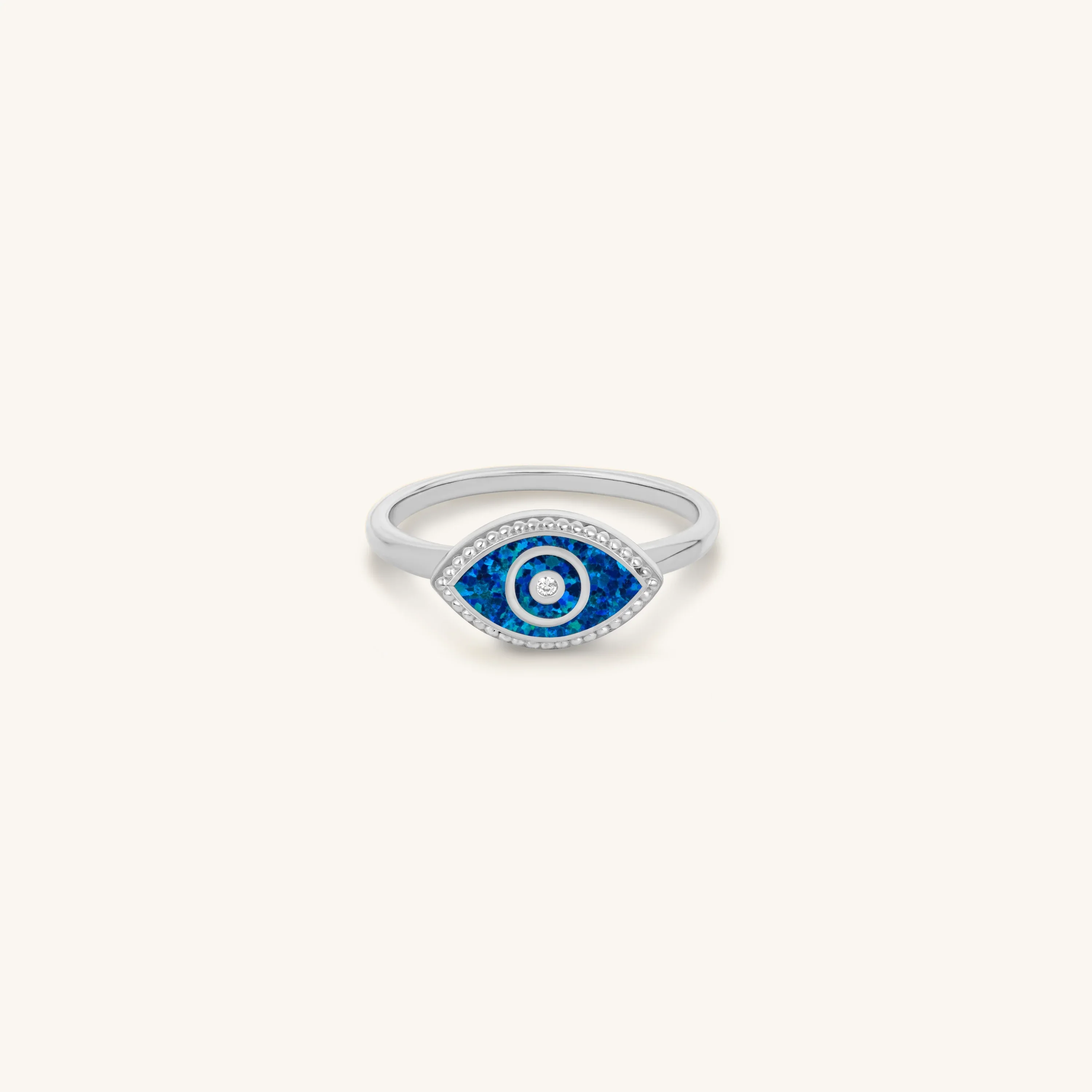 Dazzling Beauty Lab Blue Opal Evil Eye Ring - Image 4