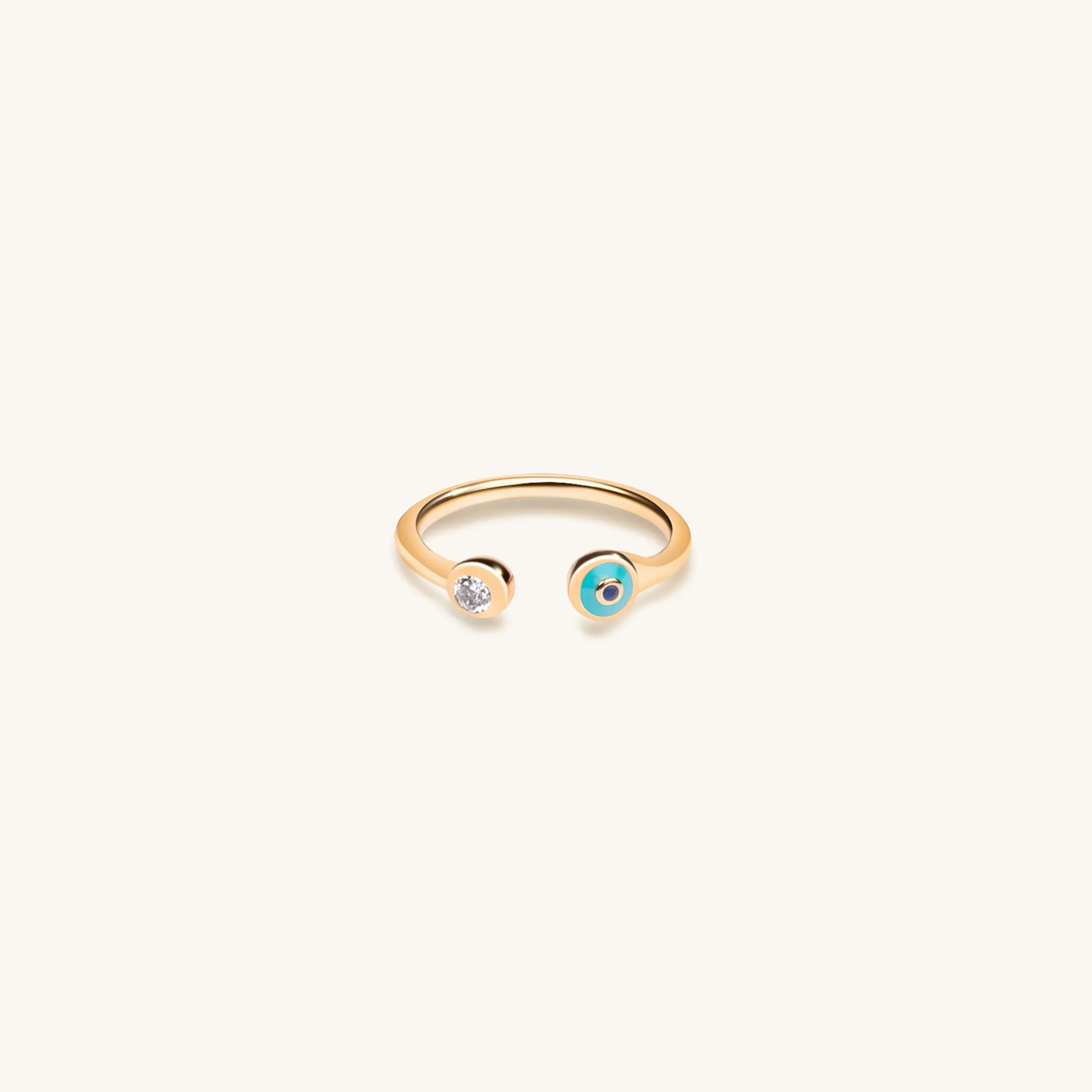 Defensive Shield Gold Turquoise Enamel Evil Eye Ring - Image 4