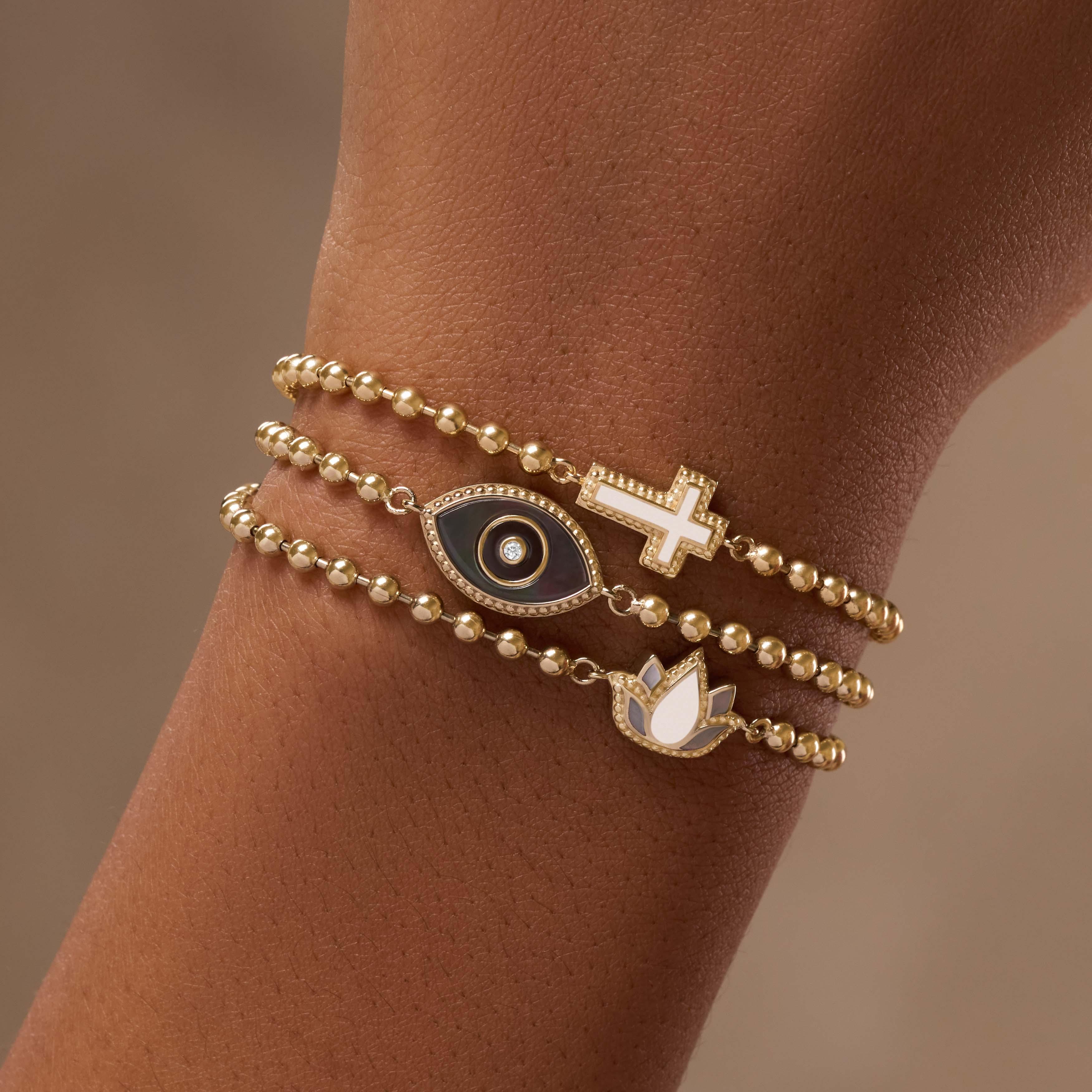 Delicate Karma Lotus Mother of Pearl Bracelet - Image 2