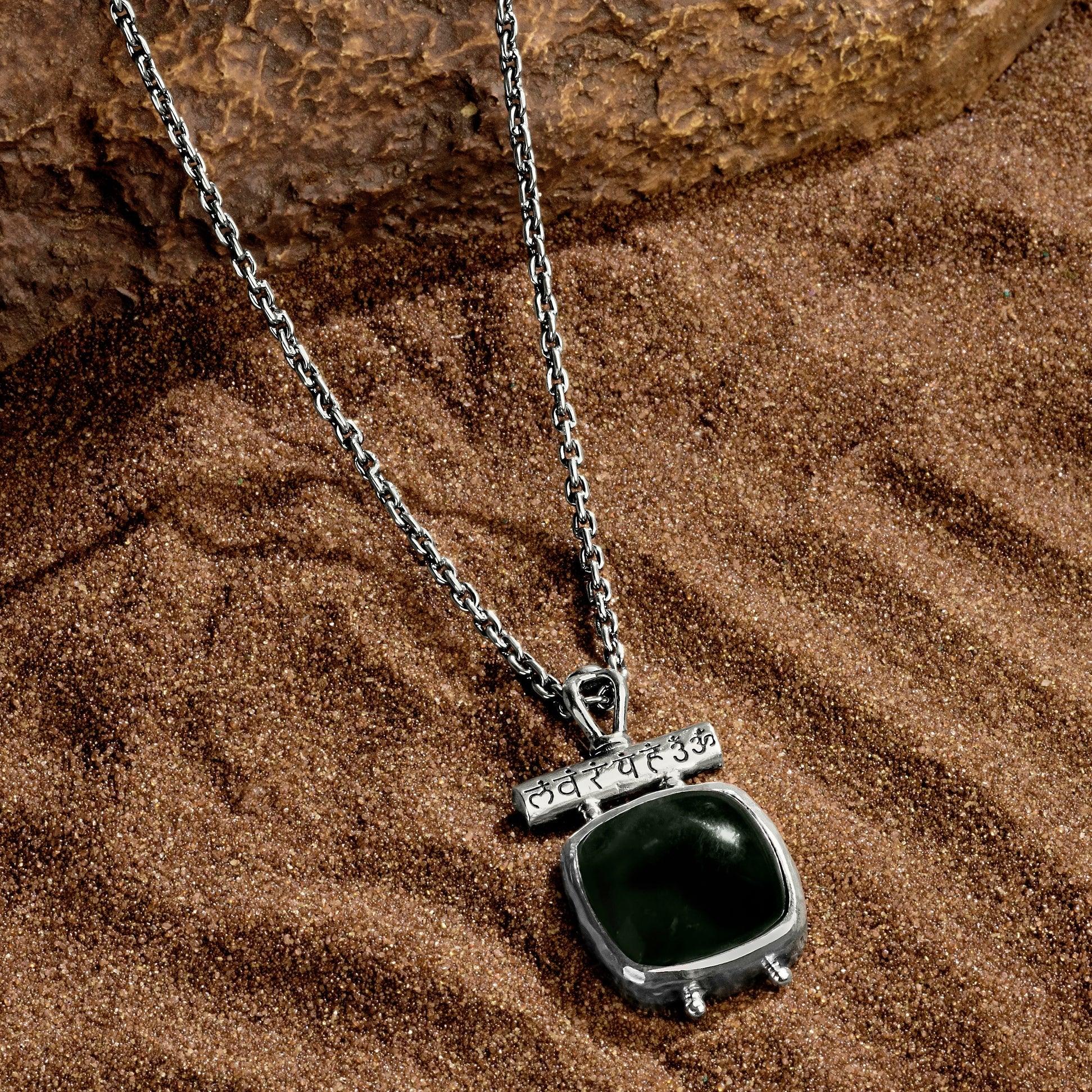 Divine Abundance - Jade Mantra Pendant Necklace