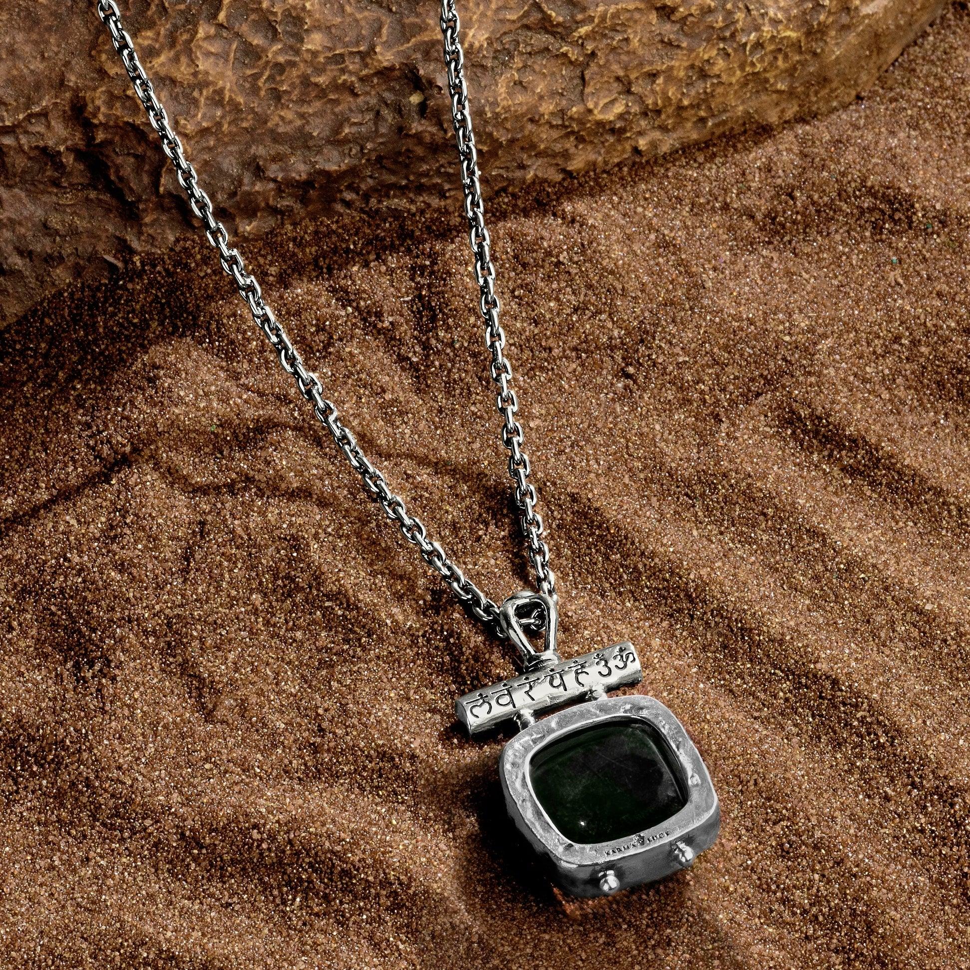 Divine Abundance - Jade Mantra Pendant Necklace - Image 3