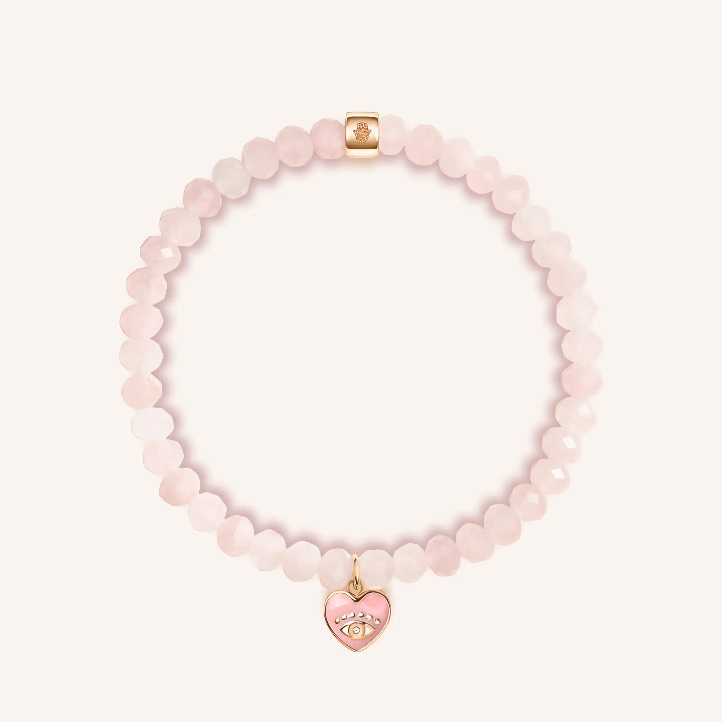 Divine Emotion - Rose Quartz Heart Charm Bracelet