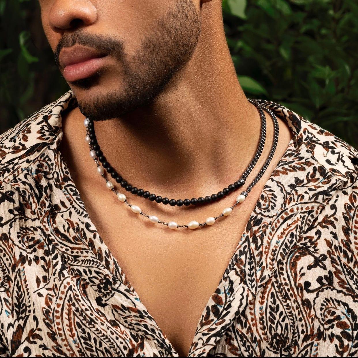 Divine Endurance - Matte Onyx Mantra Pearl Necklace - Image 2