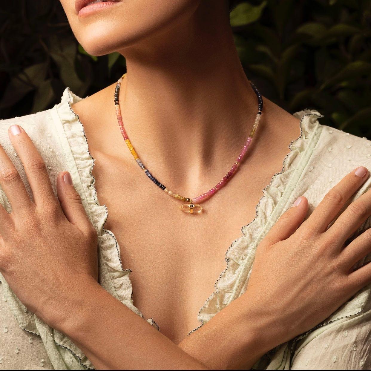 Divine Intervention - Evil Eye Multi Stone Pointer Necklace - Image 2