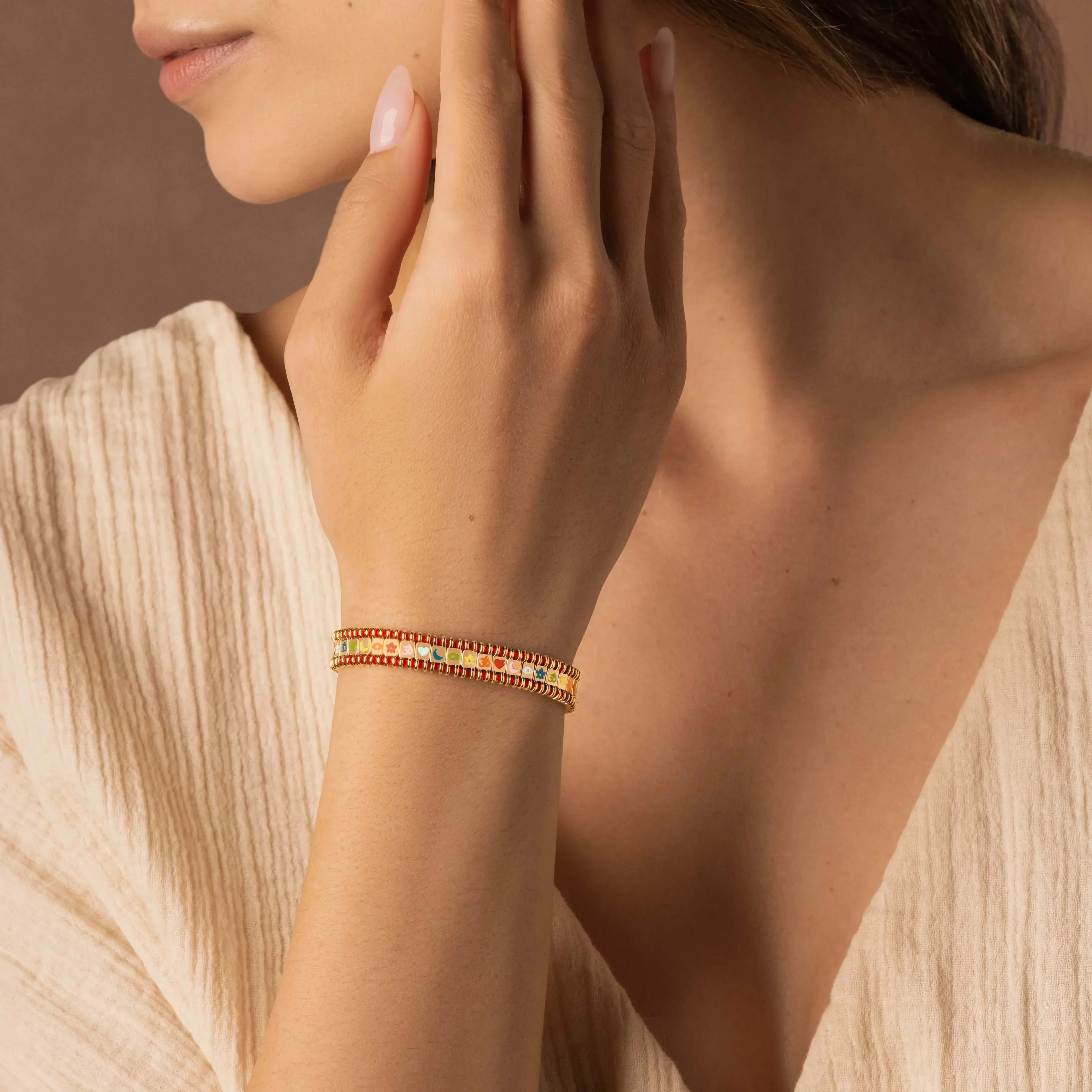 Divine Prism - Red String Tennis Bracelet - Image 2