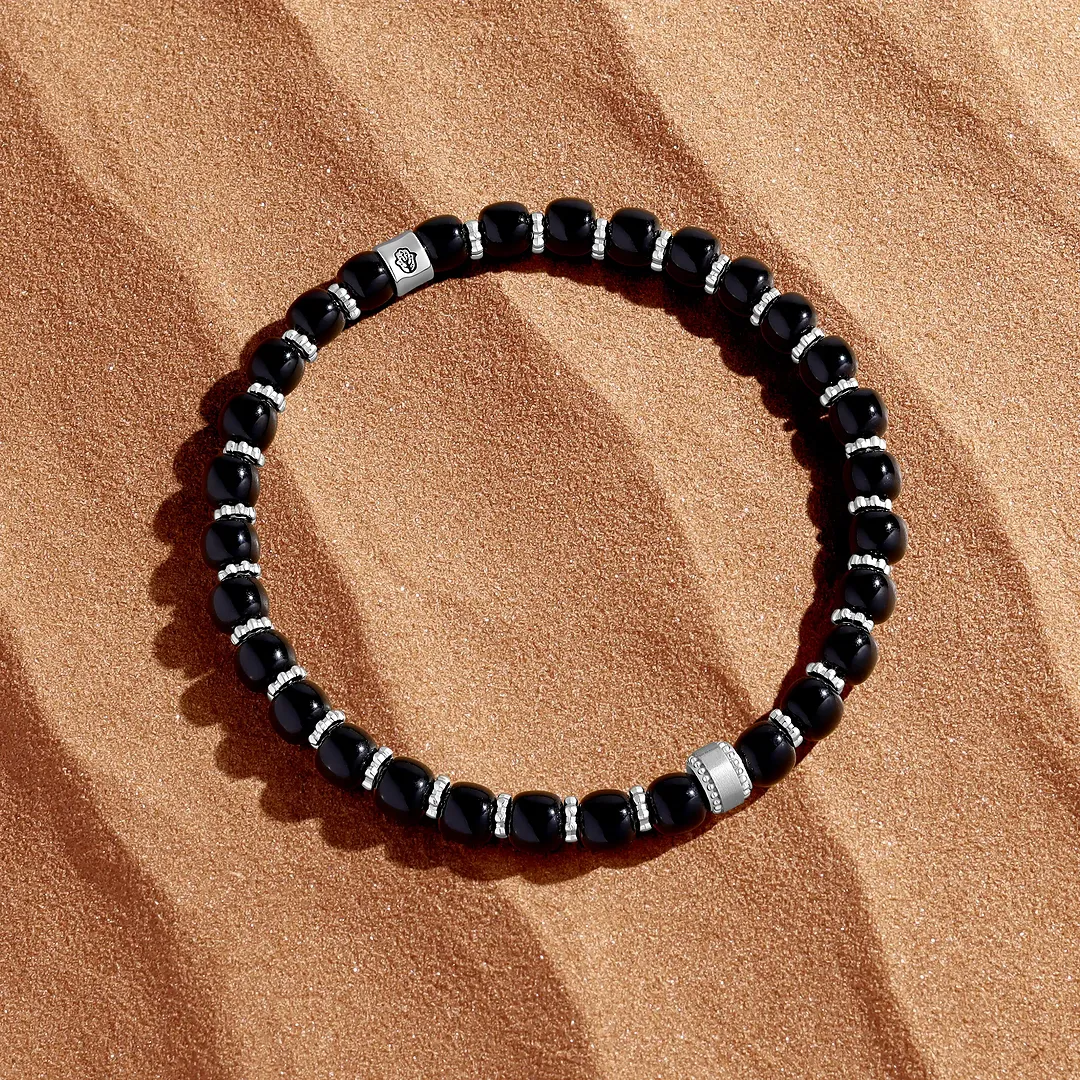 Divine Sentinel Onyx Bead Bracelet