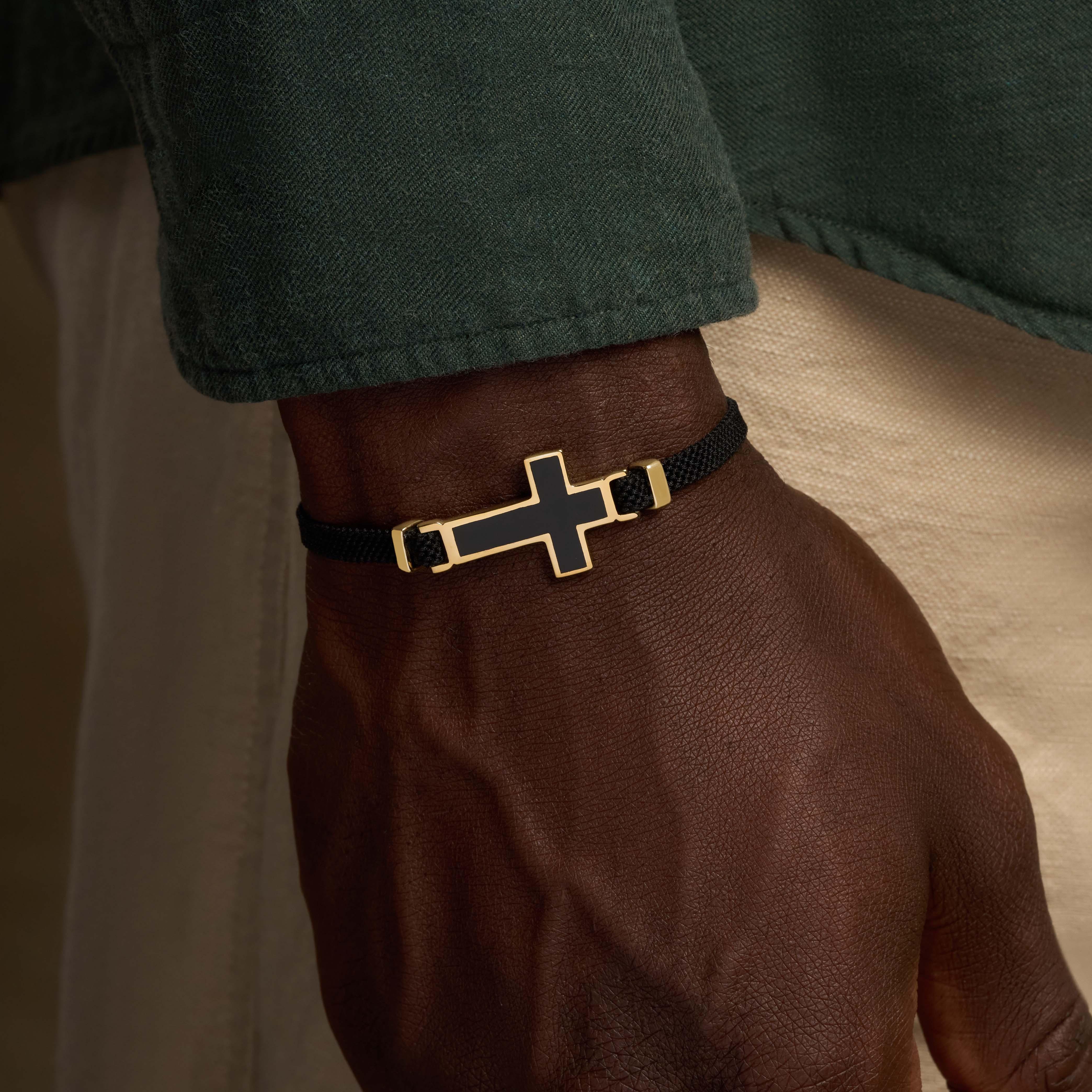 Divine Strength Onyx Cross Black String Bracelet - Image 2