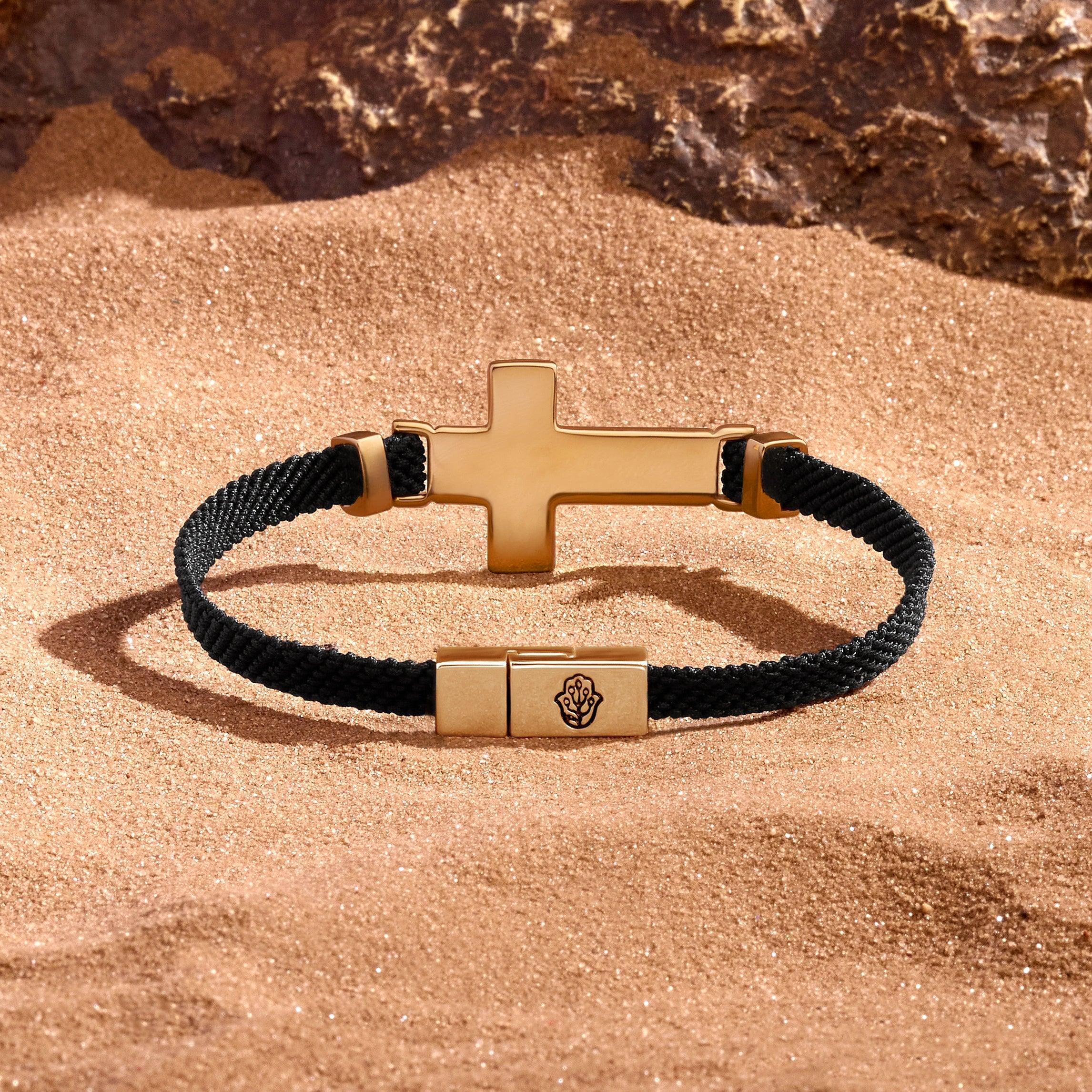 Divine Strength Onyx Cross Black String Bracelet - Image 3