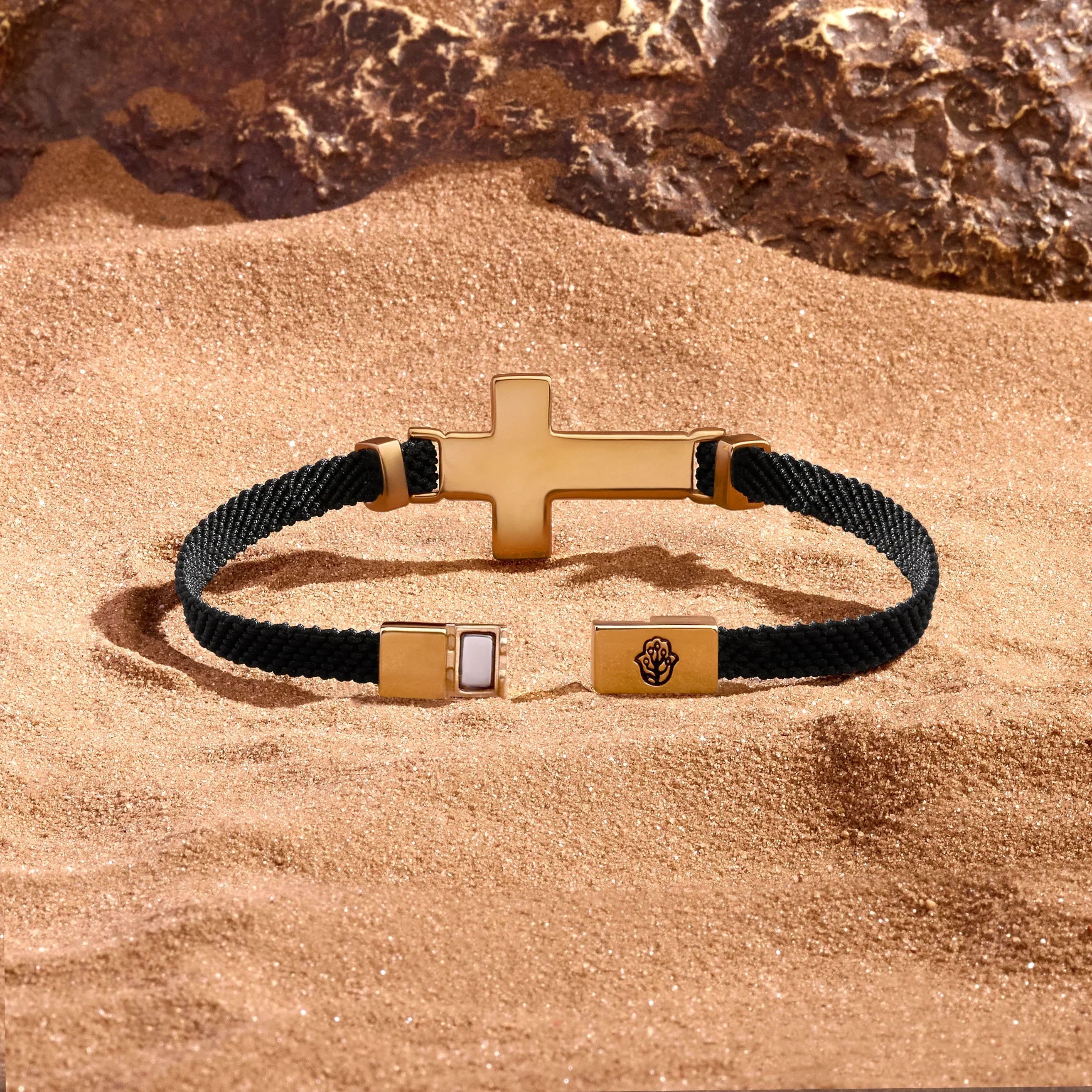 Divine Strength Onyx Cross Black String Bracelet - Image 4