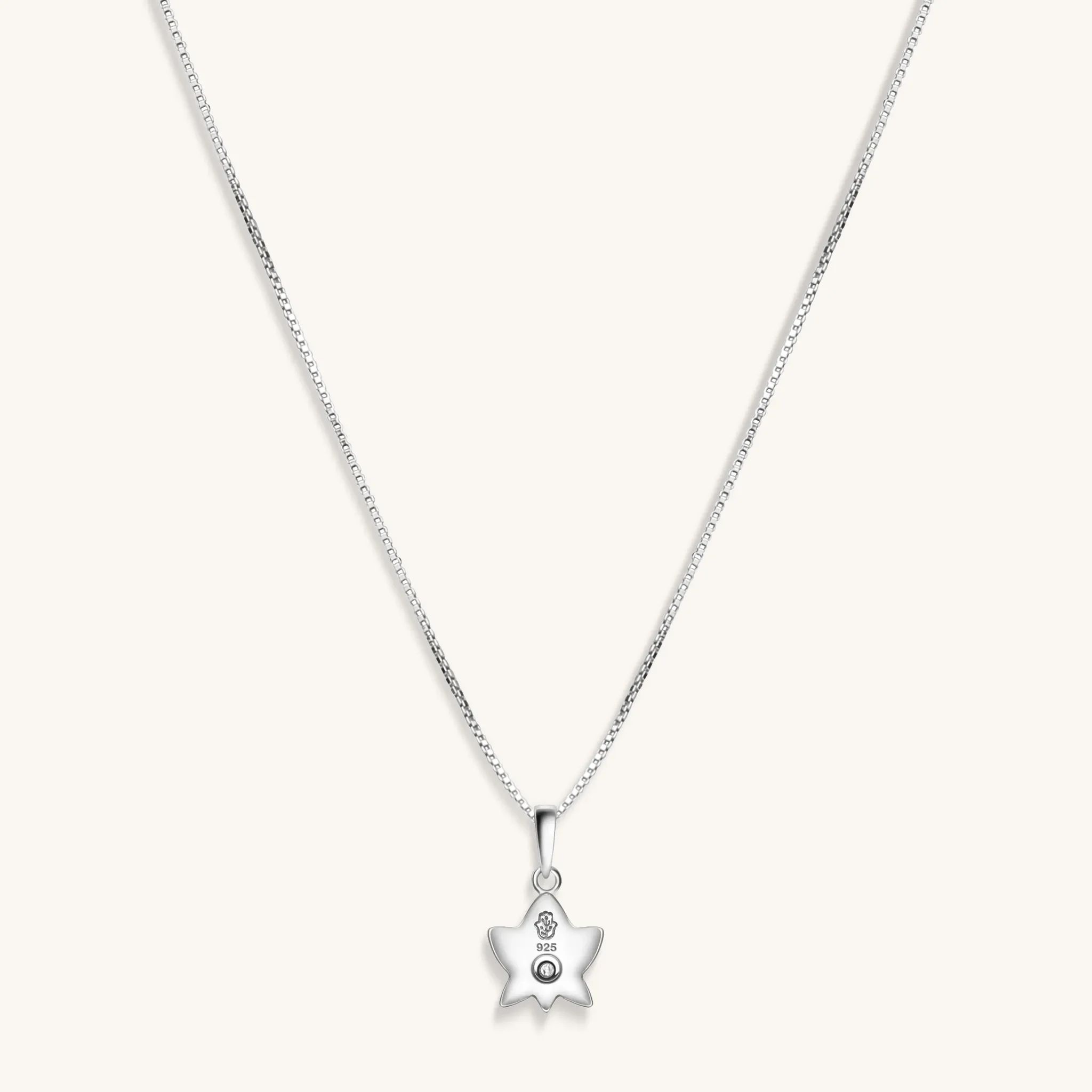 Divine Virtue - White Enamel Diamond Lotus Necklace - Image 3