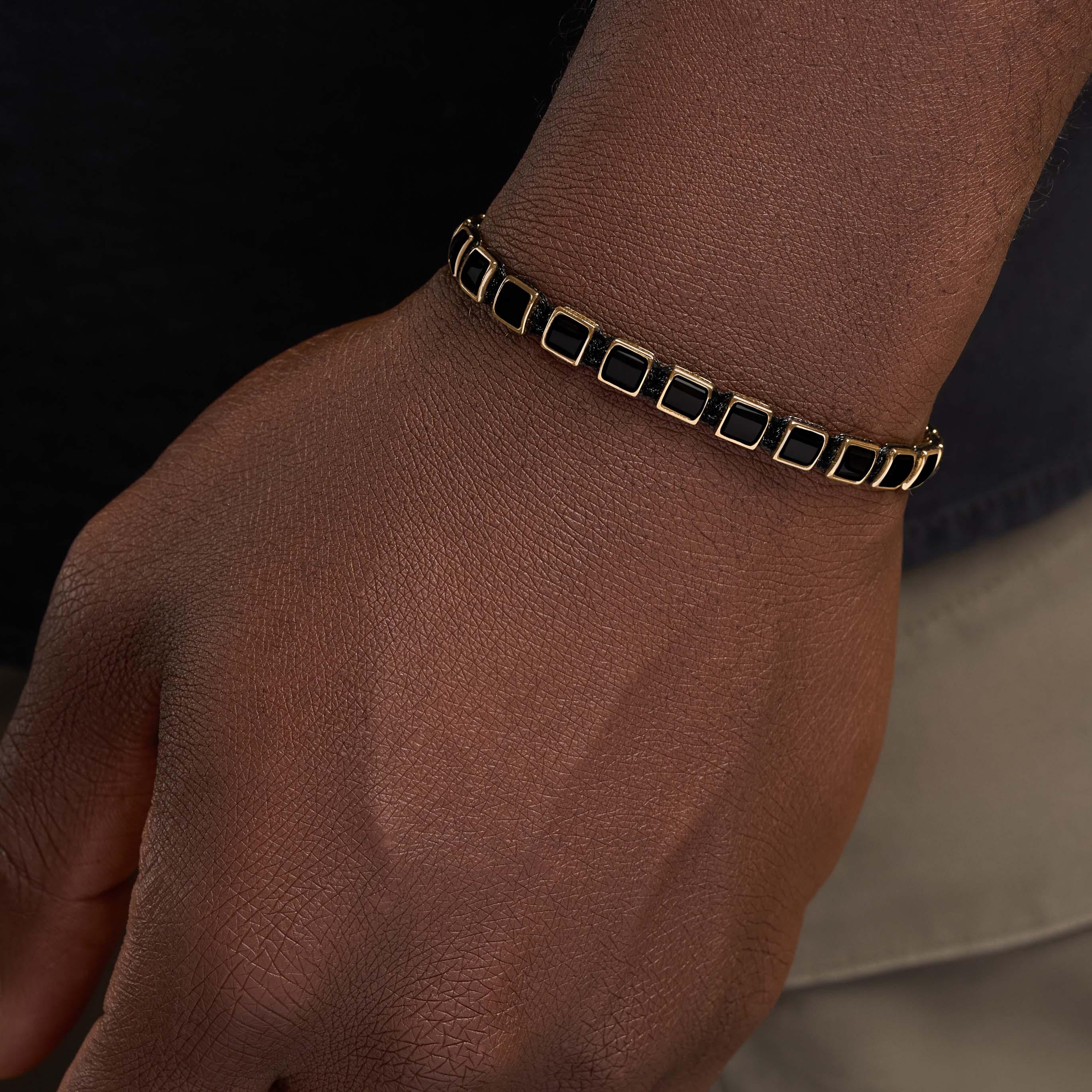 Dream’s Inspiration Onyx Gold Evil Eye Black String Bracelet - Image 2