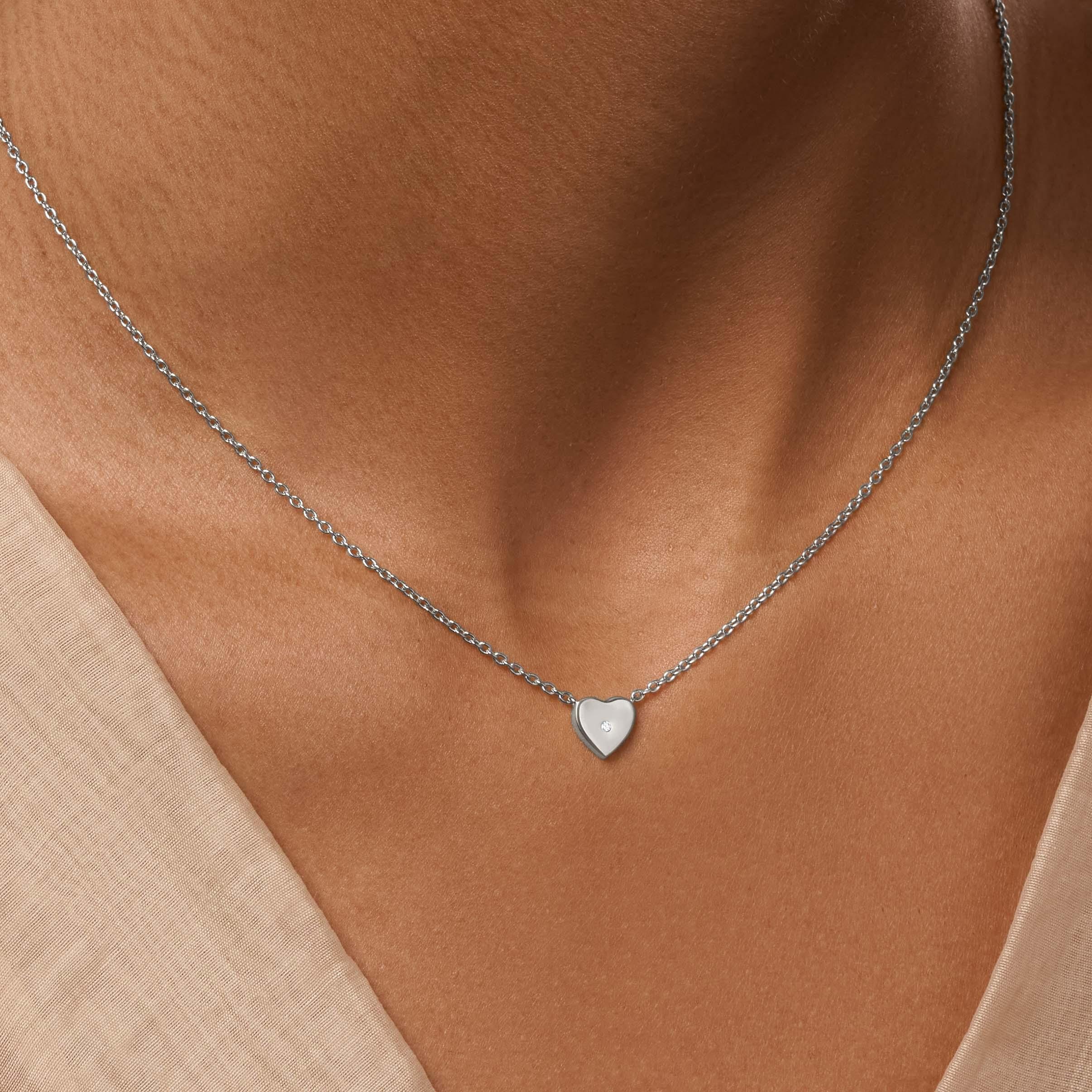 Dreamy Spirit Diamond Heart Silver Necklace - Image 2