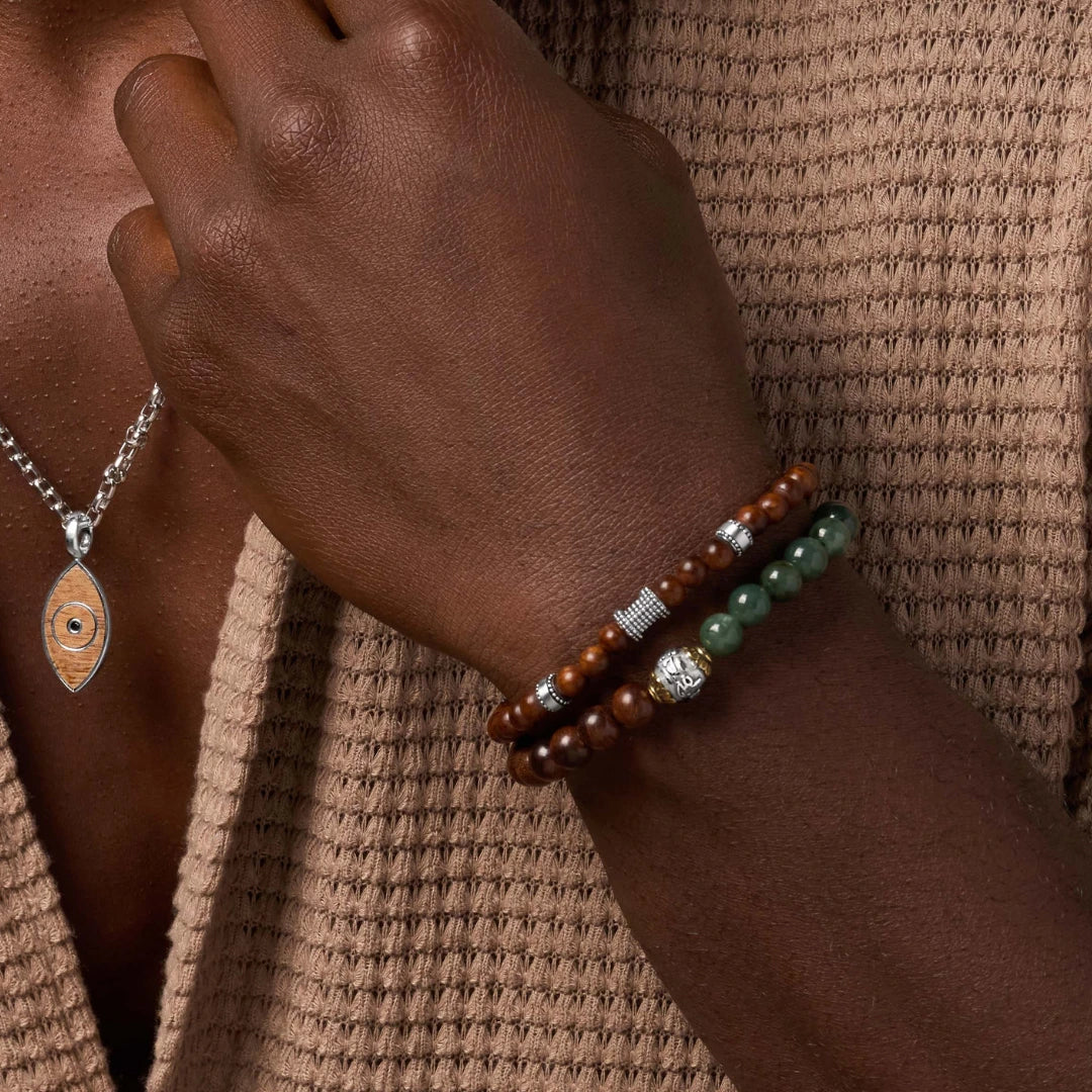 Earthbound Serenity Jade & Wood Bracelet Set - Image 2
