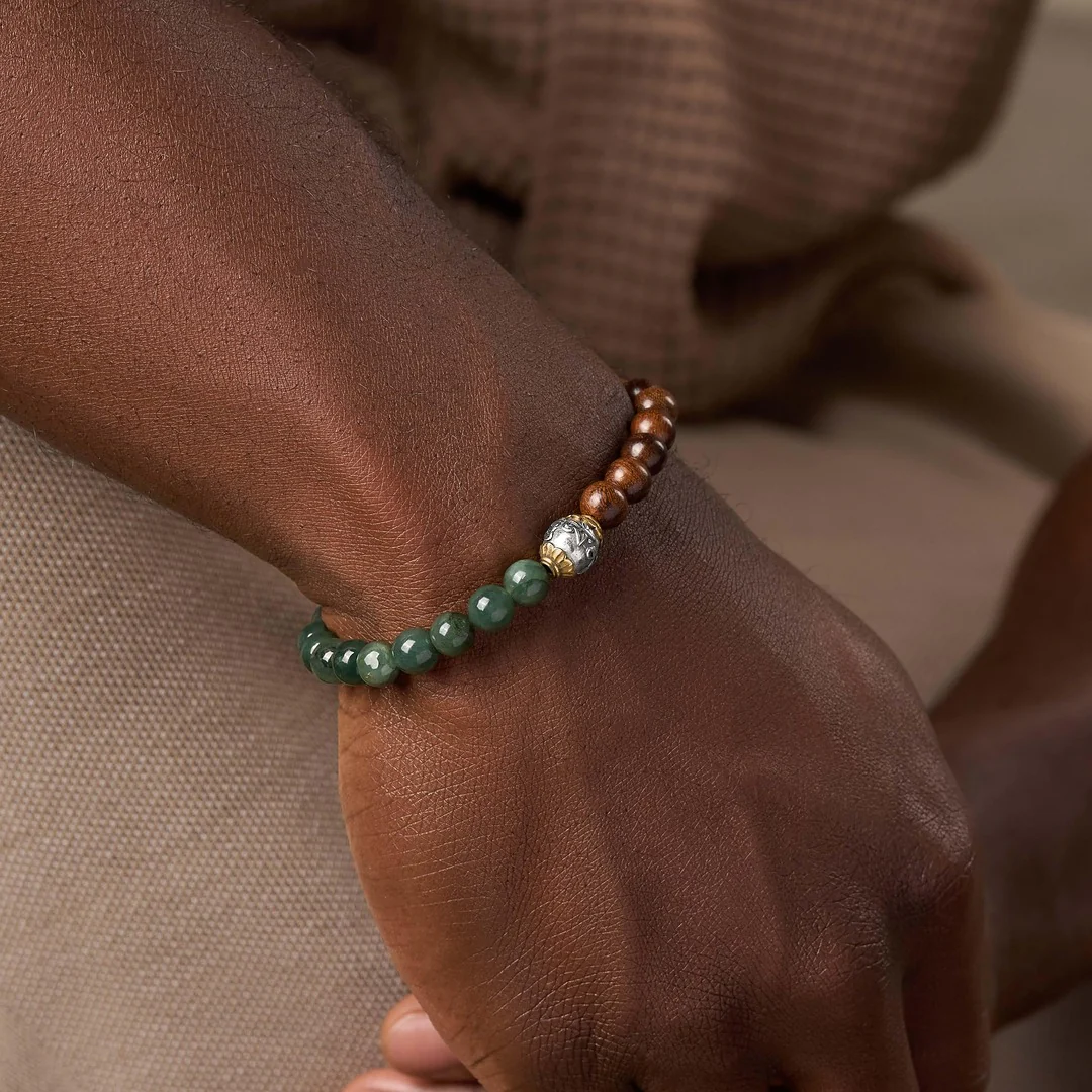 Earthbound Serenity Jade & Wood Bracelet Set - Image 3