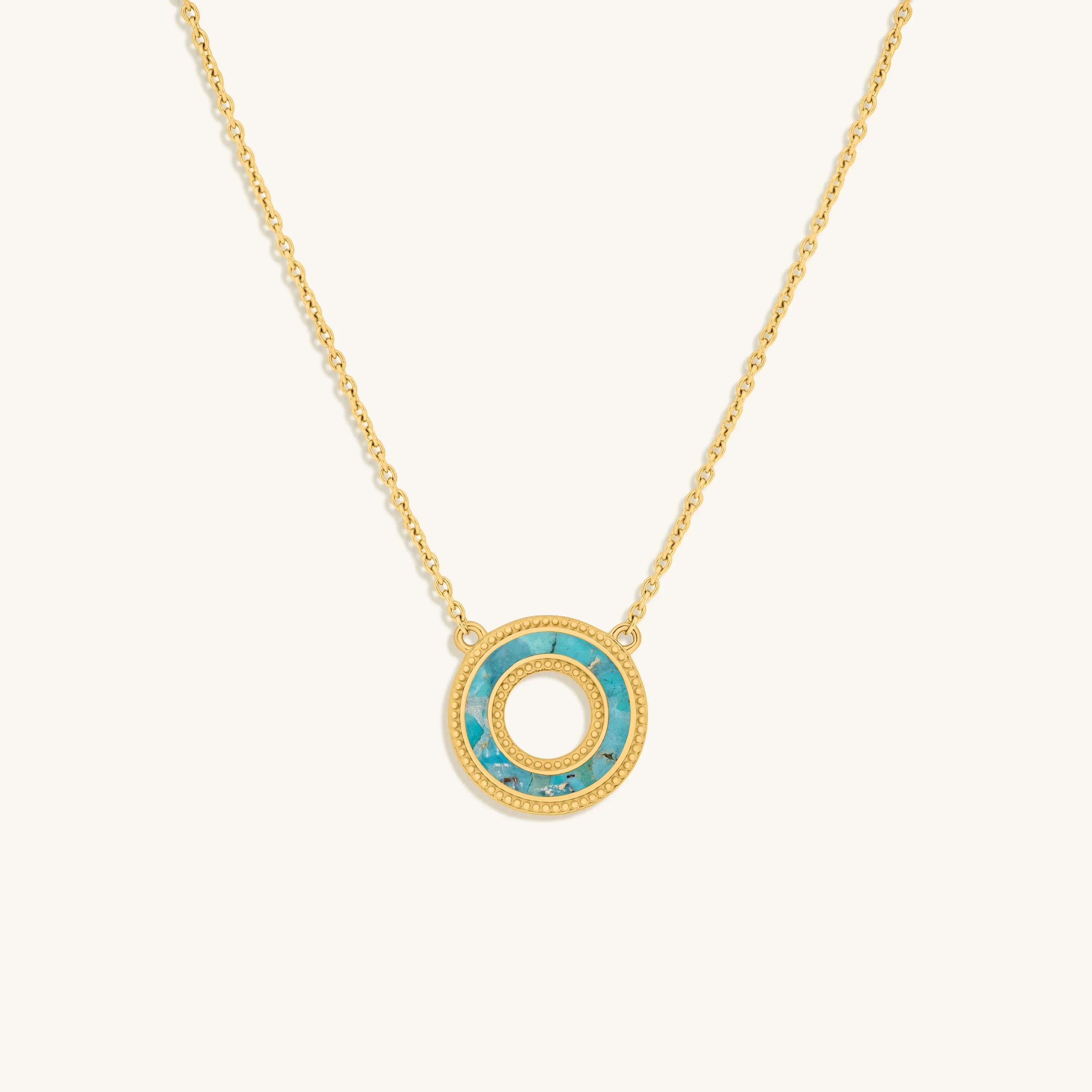 Elevated Existence Turquoise Karma Circle Gold Necklace