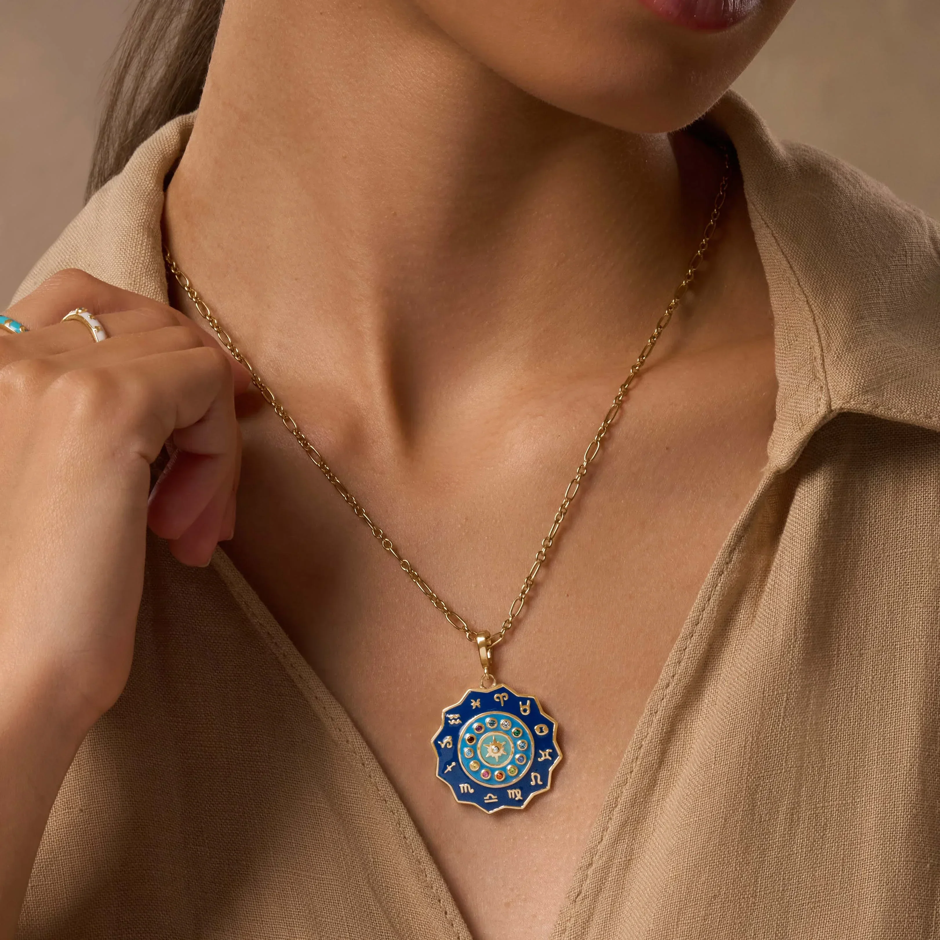 LIMITED EDITION: Embraced Individuality Birthstone Astro Wheel Charm Necklace - Image 2