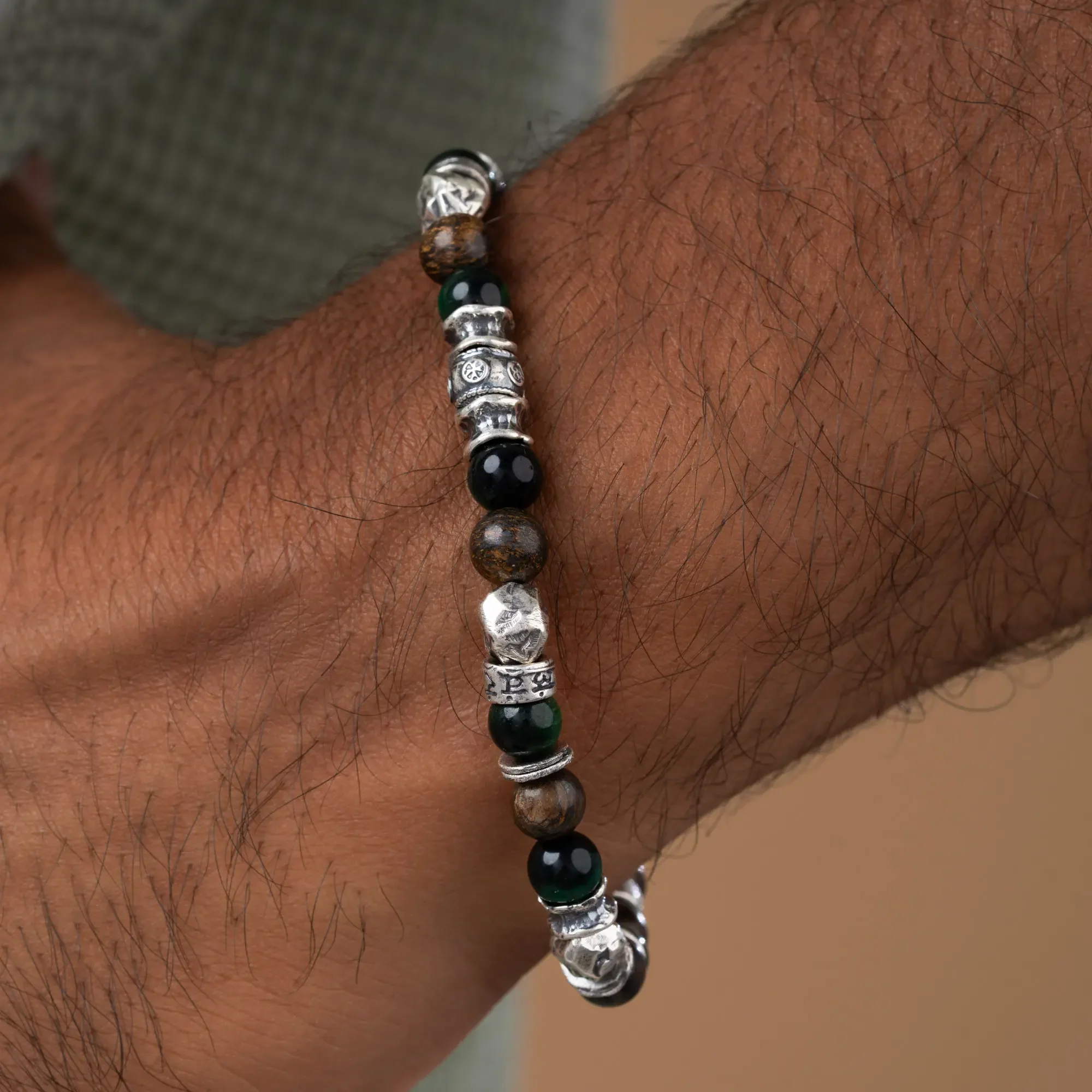 Empowered Balance Green Tiger’s Eye & Bronzite Bracelet - Image 2