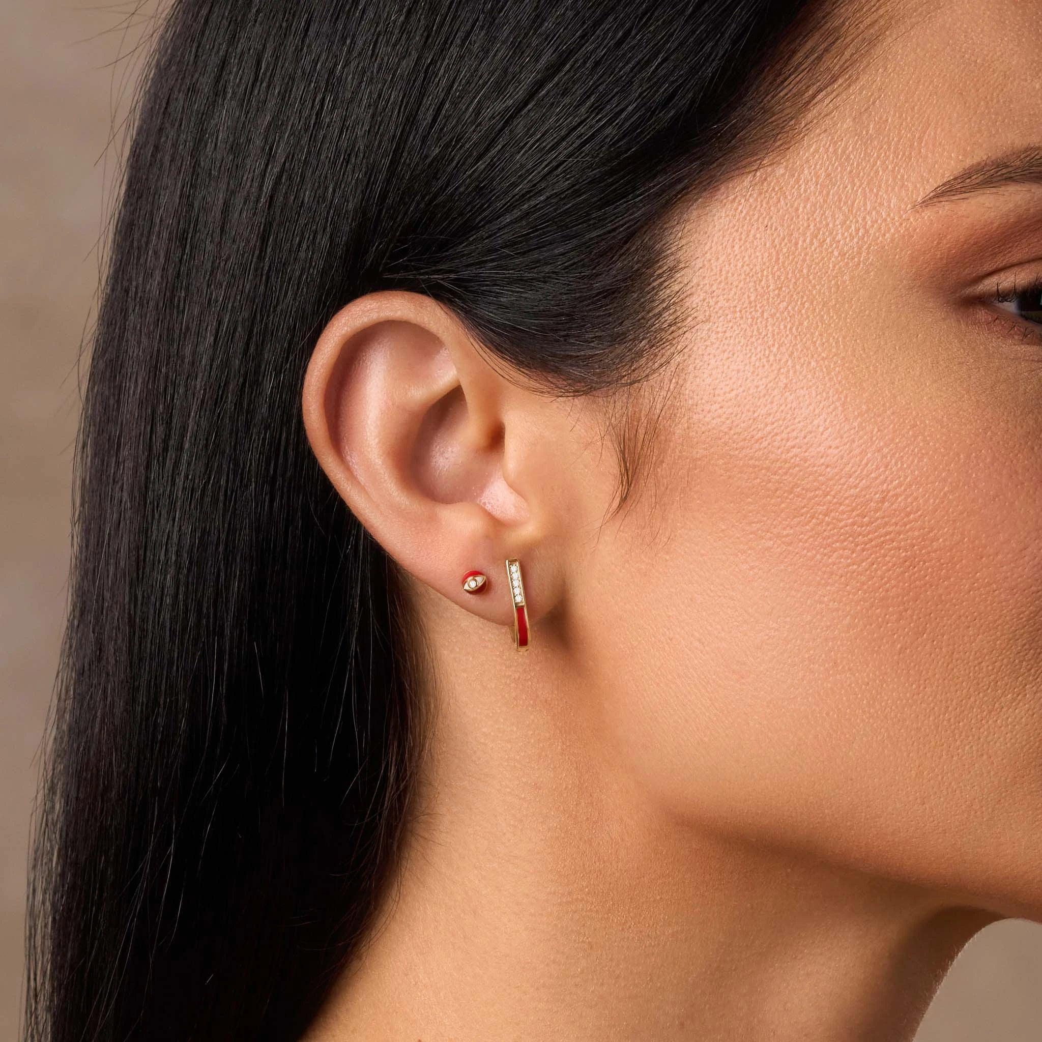 Empowered Passions Red Gold Hoop Earrings - Image 2
