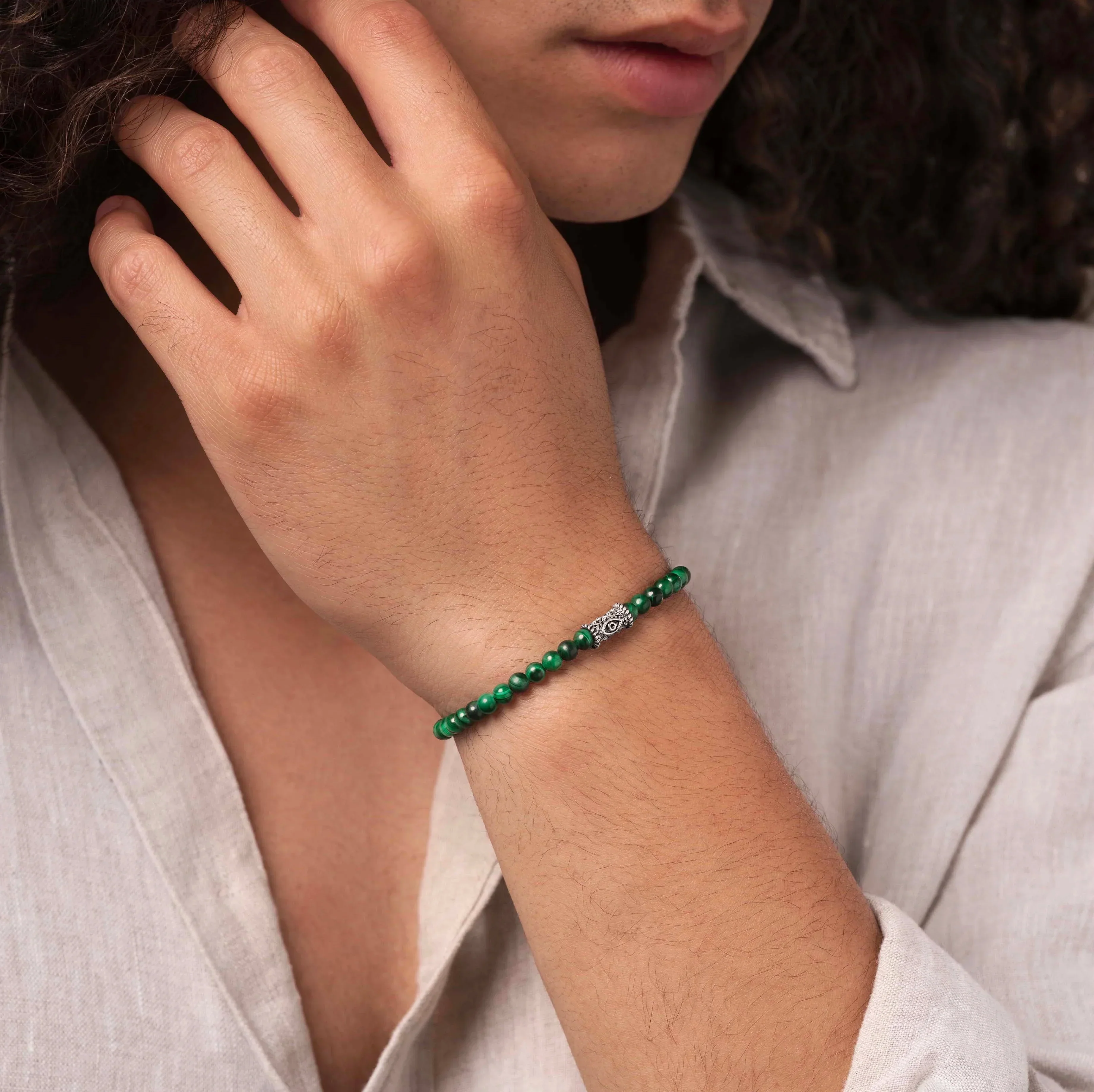 Enchanting Gaze - Malachite Evil Eye Bracelet - Image 2