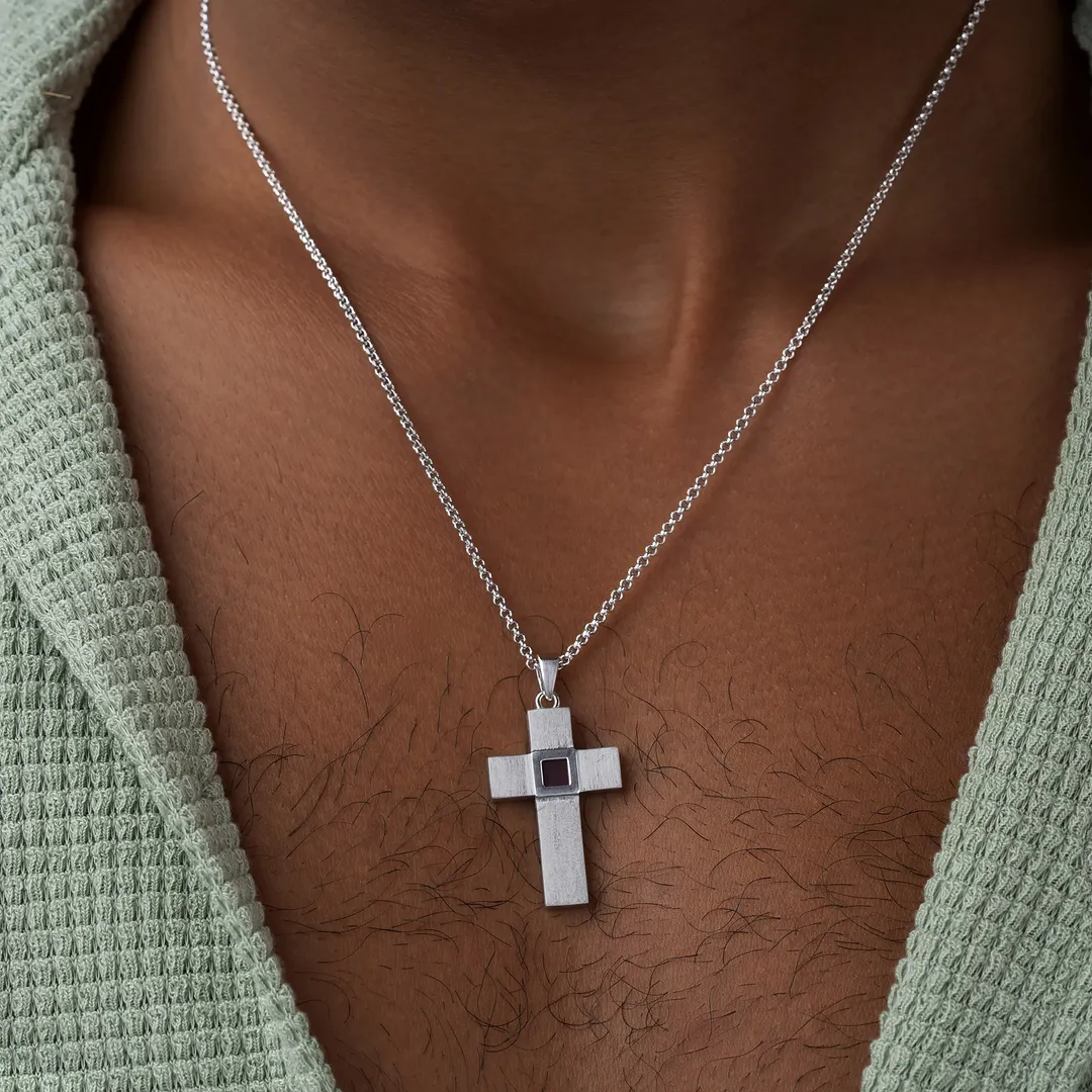 Enduring Faith Silver Cross Bible Nano Chip Necklace - Image 2