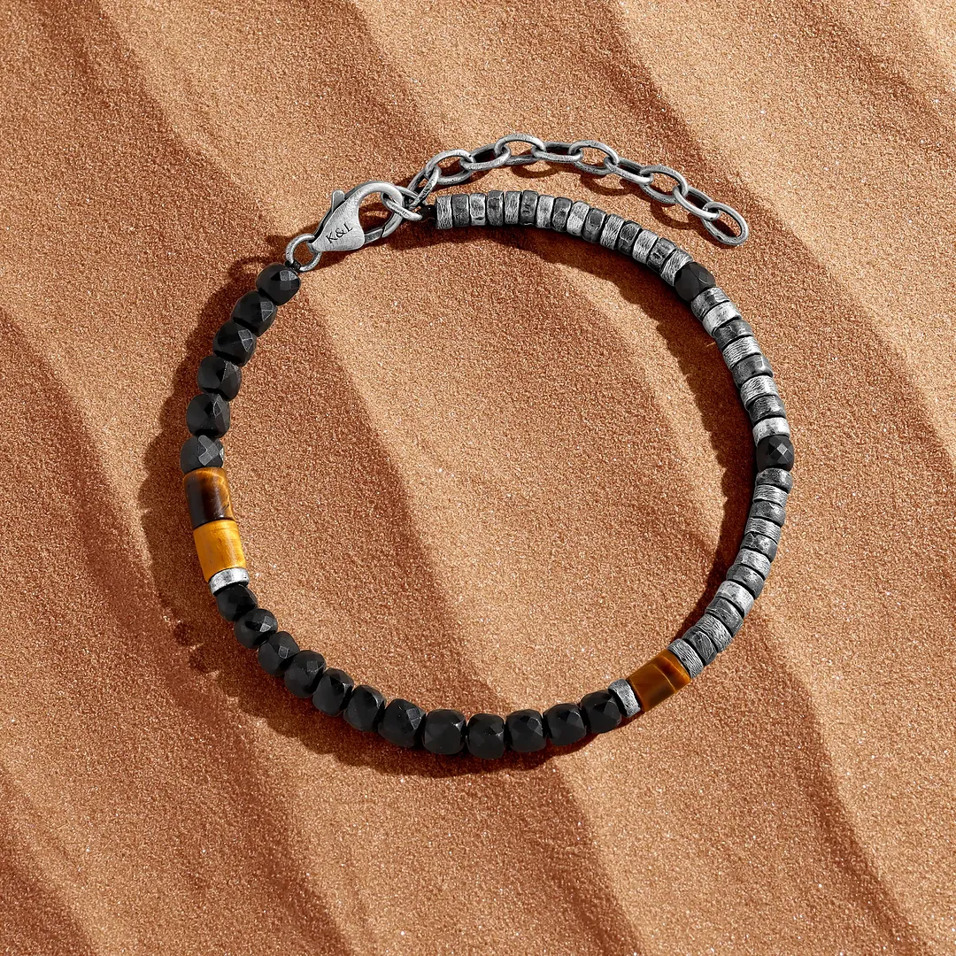Enduring Horizon Onyx & Tiger’s Eye Heishi Bracelet