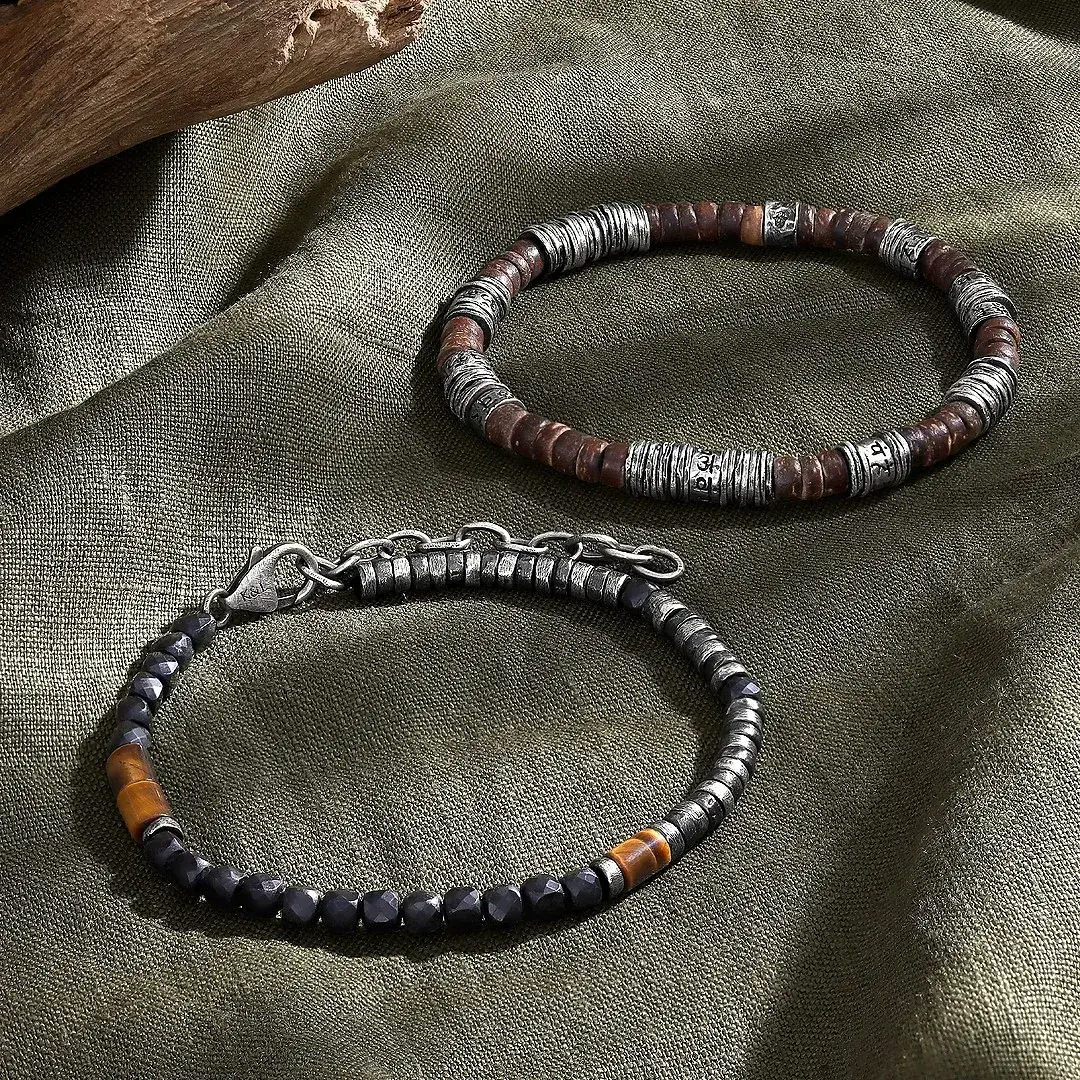 Enduring Horizon Onyx & Tiger’s Eye Heishi Bracelet - Image 3