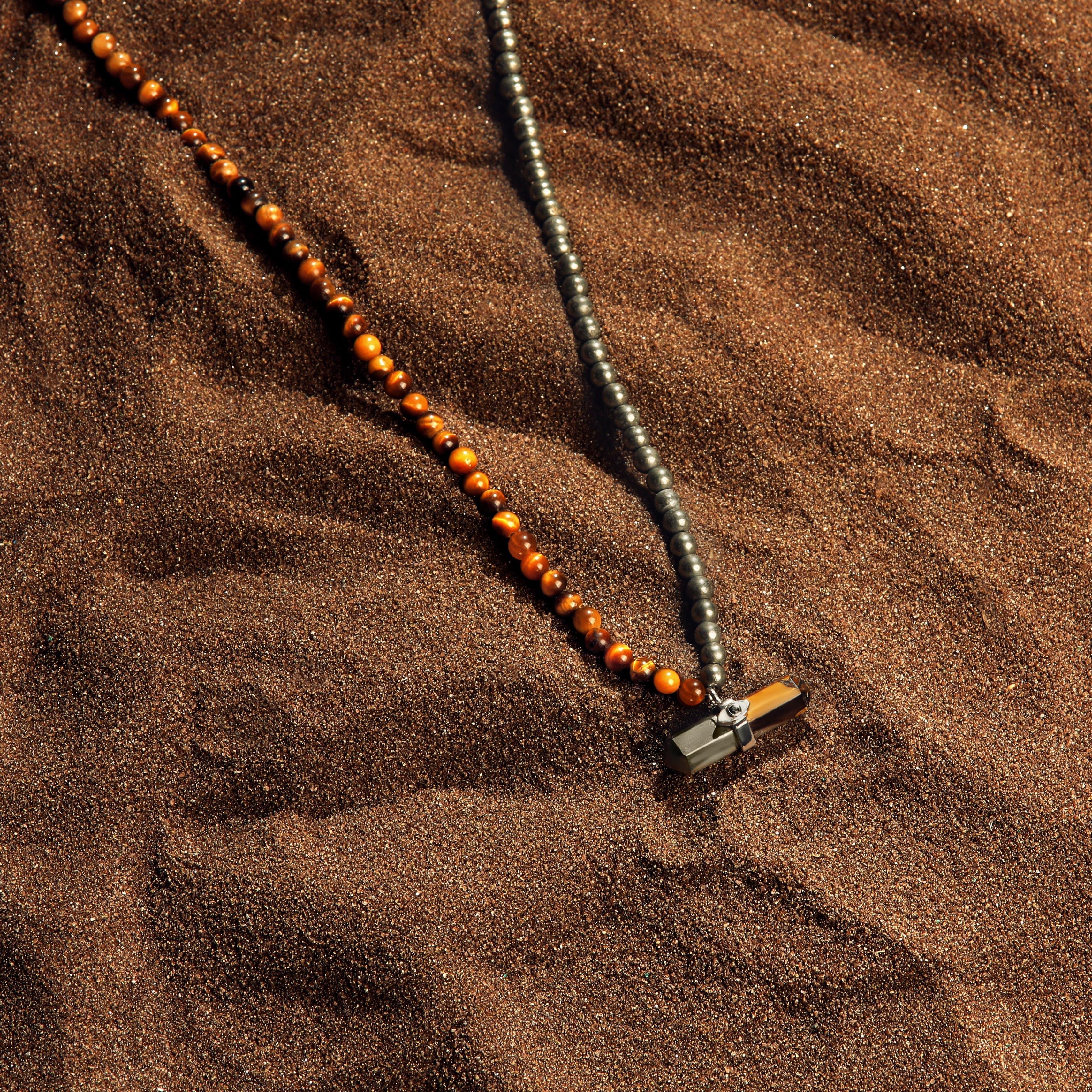 Energetic Guide - Evil Eye Pyrite Tiger's Eye Pointer Necklace