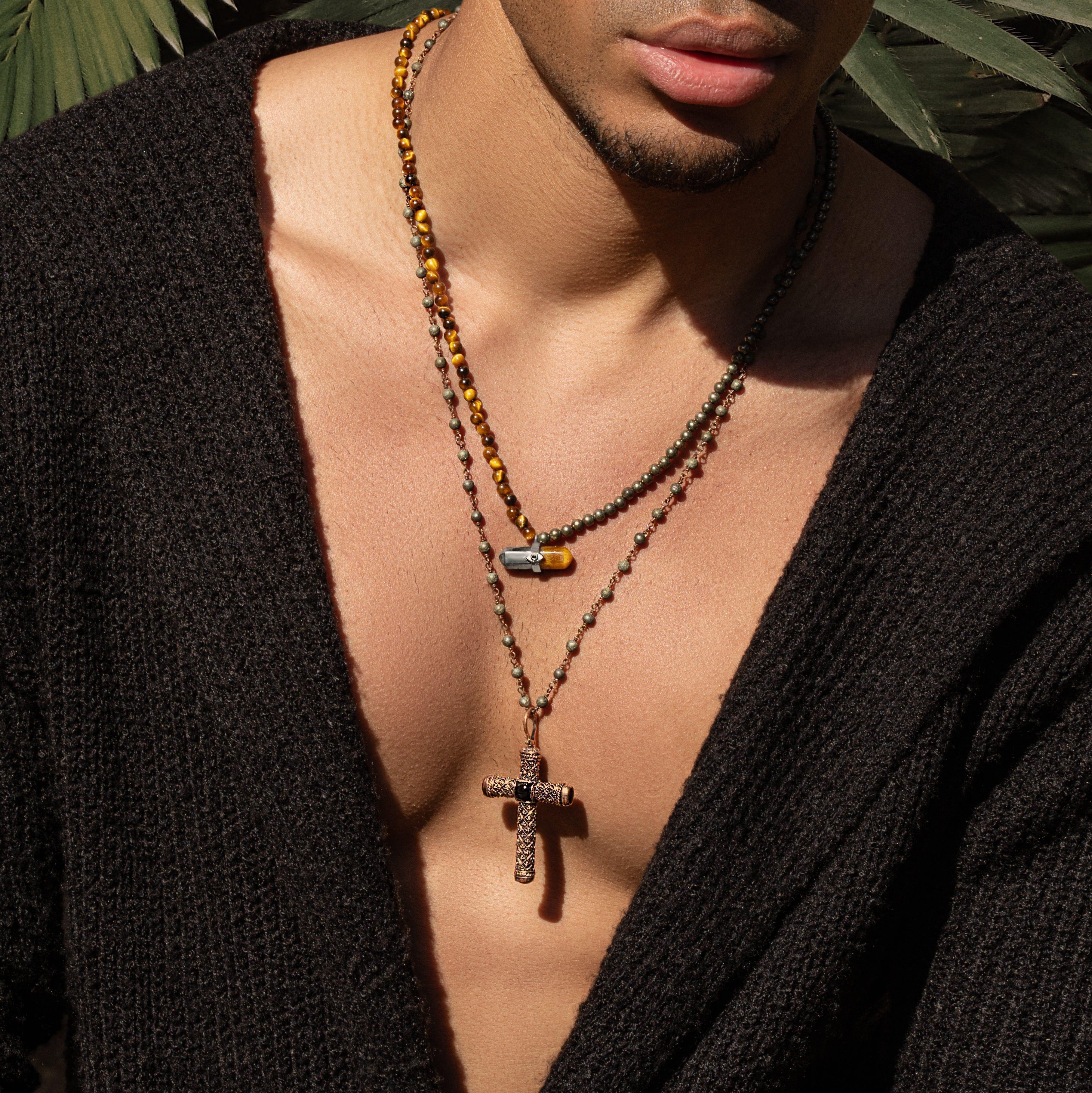 Energetic Guide - Evil Eye Pyrite Tiger's Eye Pointer Necklace - Image 2