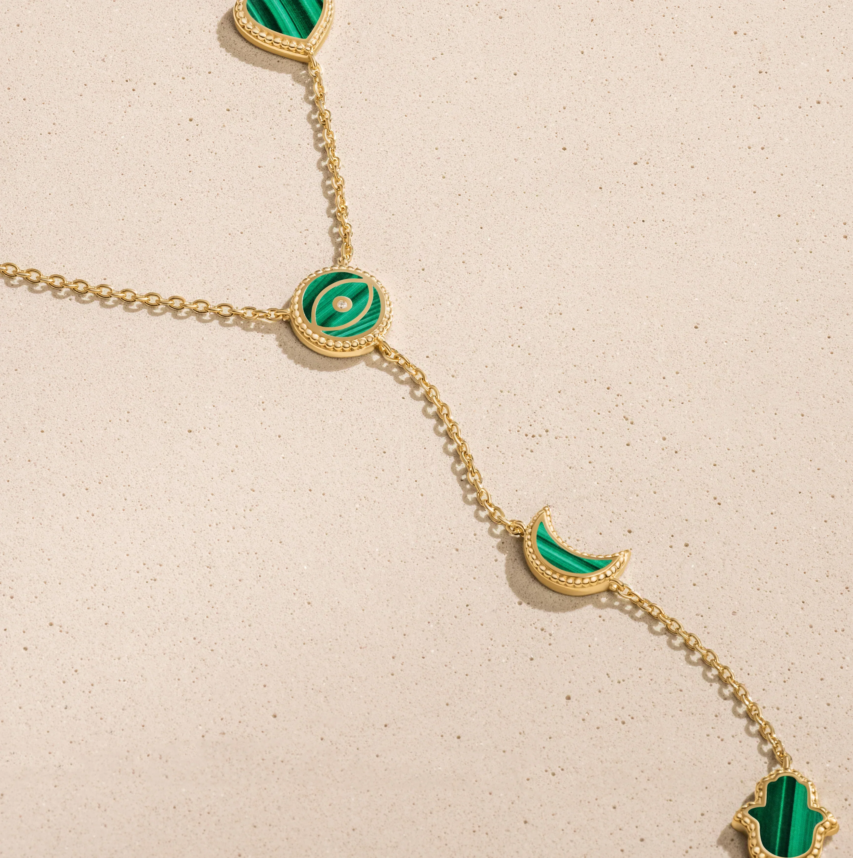 Enlightened Soul Malachite Multi-Symbol Gold Necklace - Image 4