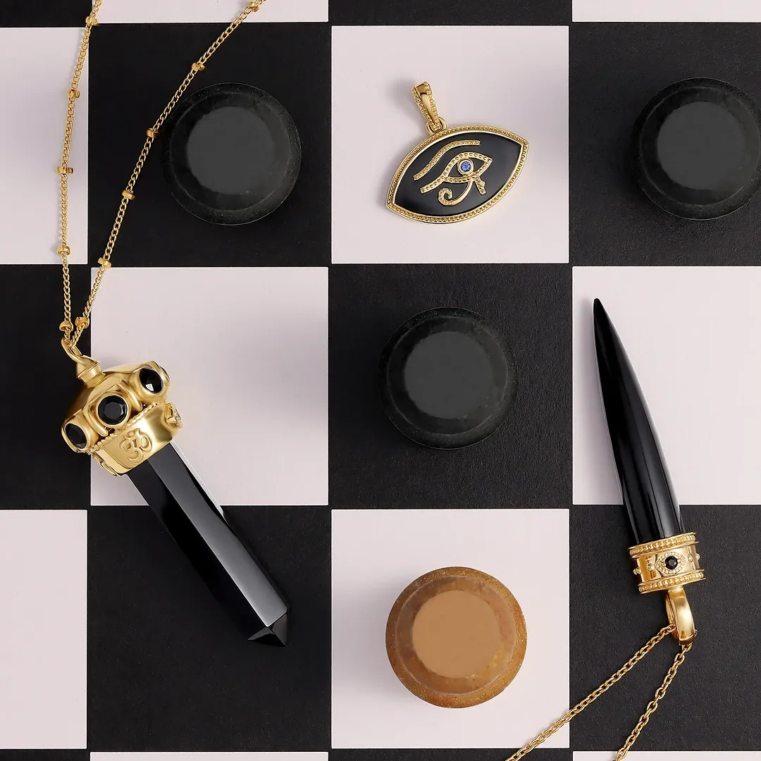 Fortune Gaze Onyx & Sapphire Necklace - Image 5