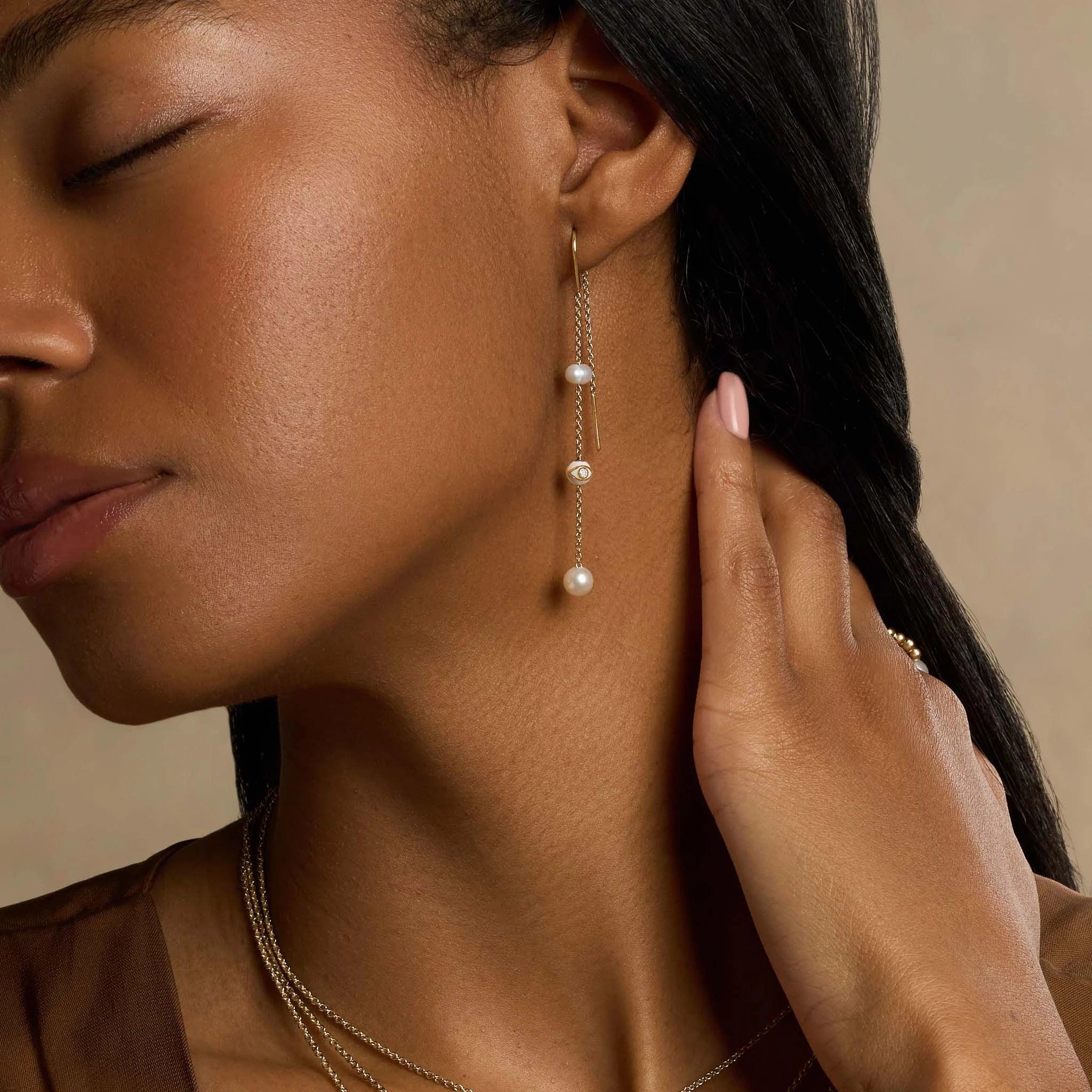 Eternal Hope Pearl Thread Earrings - Image 2