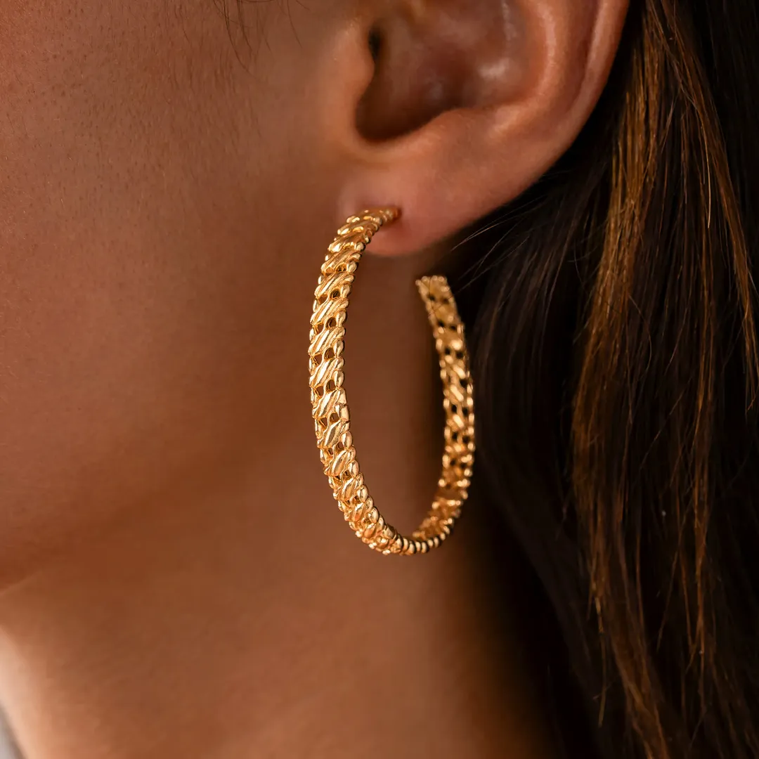 Eternal Radiance Gold Hoop Earrings - Image 2