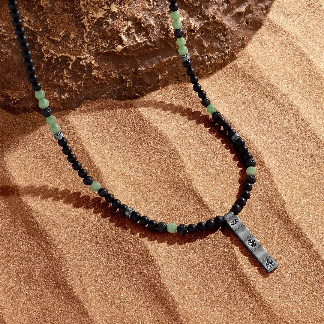 Eternal Valor – Onyx, Jade & Lava Necklace