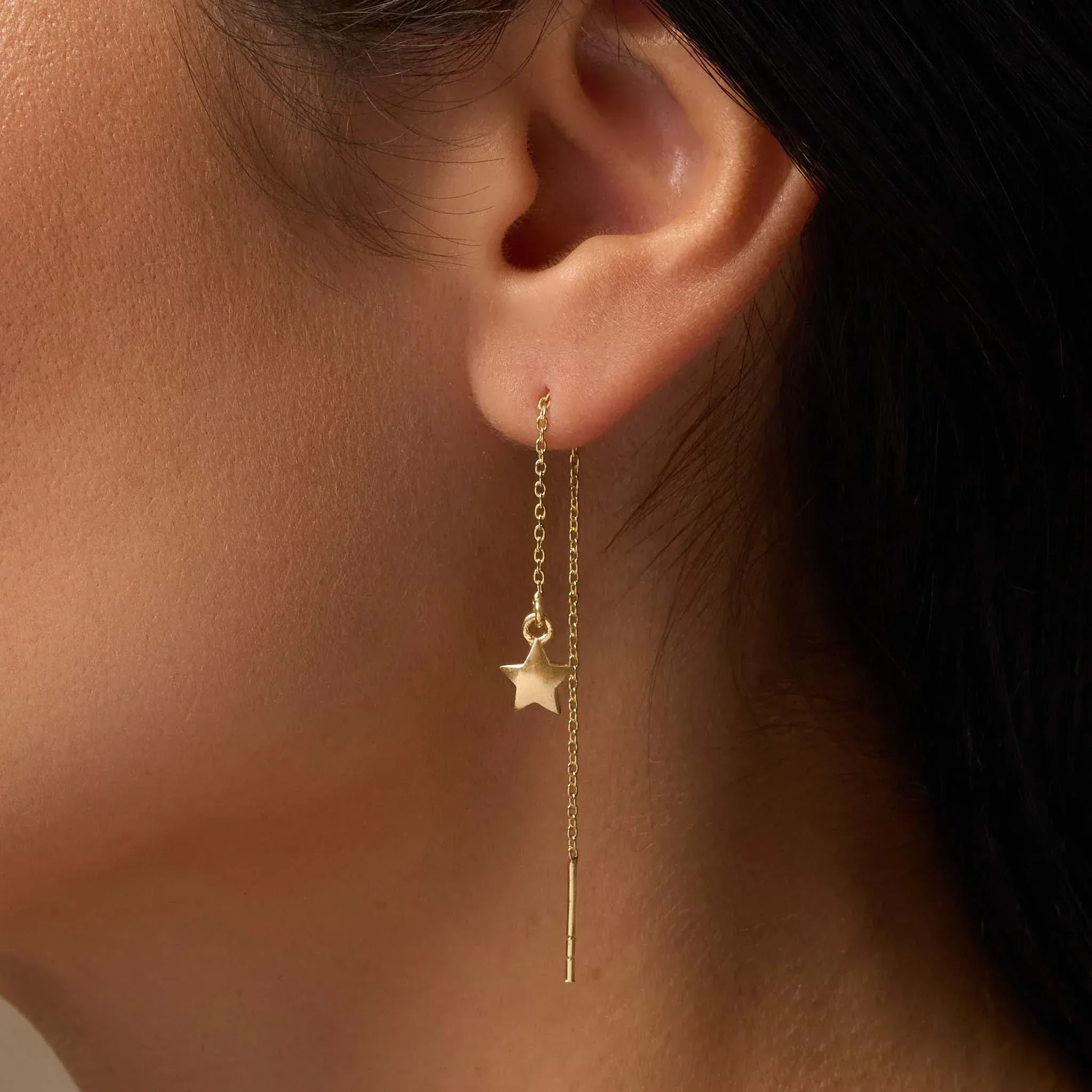 Ethereal Aura Star Drop Gold Earrings - Image 2