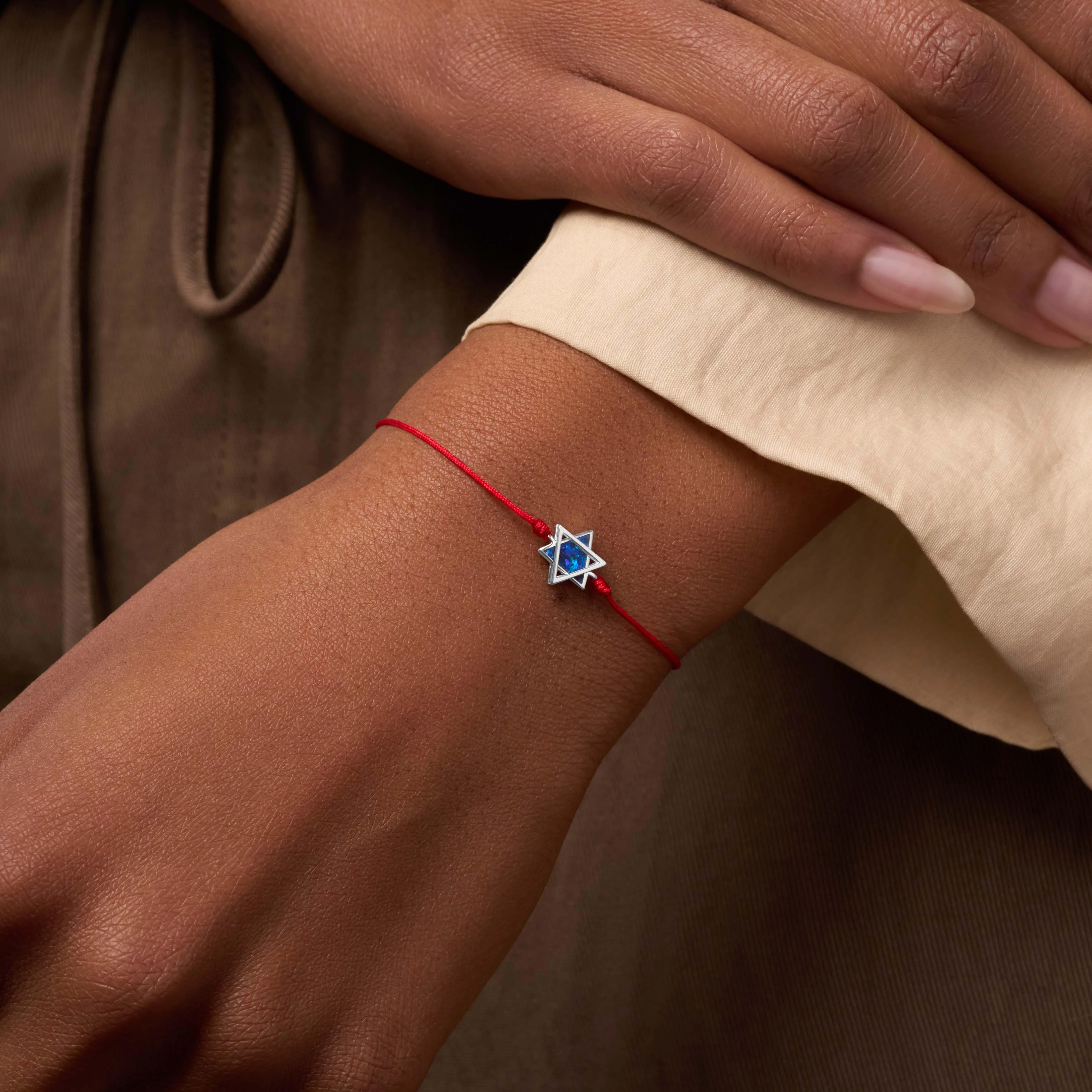 Evolved Soul Lab Blue Opal Star of David Red String Bracelet - Image 2
