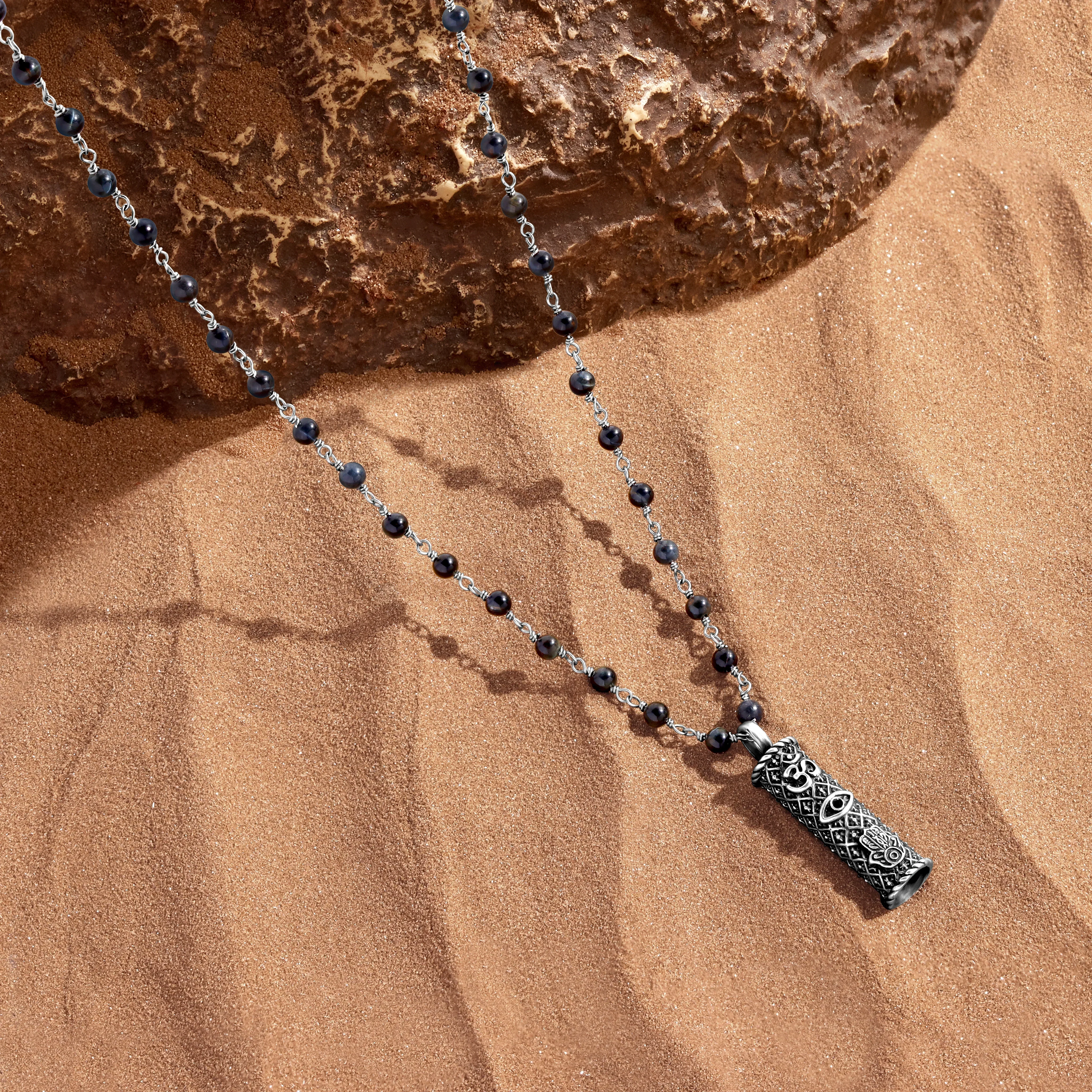 Expanded Intuition Blue Tiger’s Eye Silver Necklace