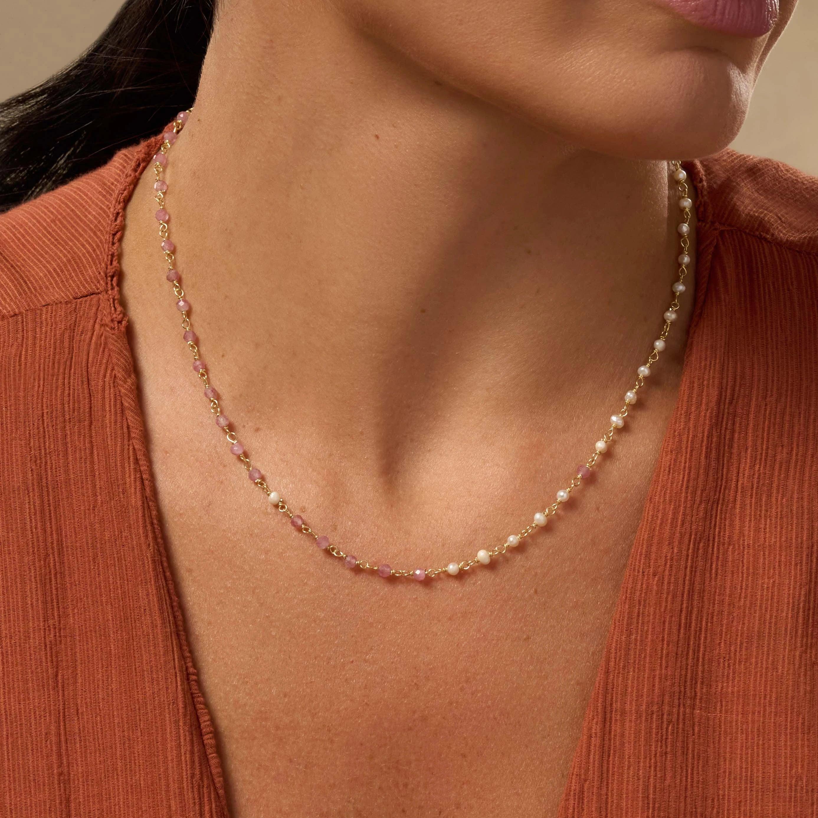 Exuberant Celebration Pearl and Pink Tourmaline Necklace - Image 2